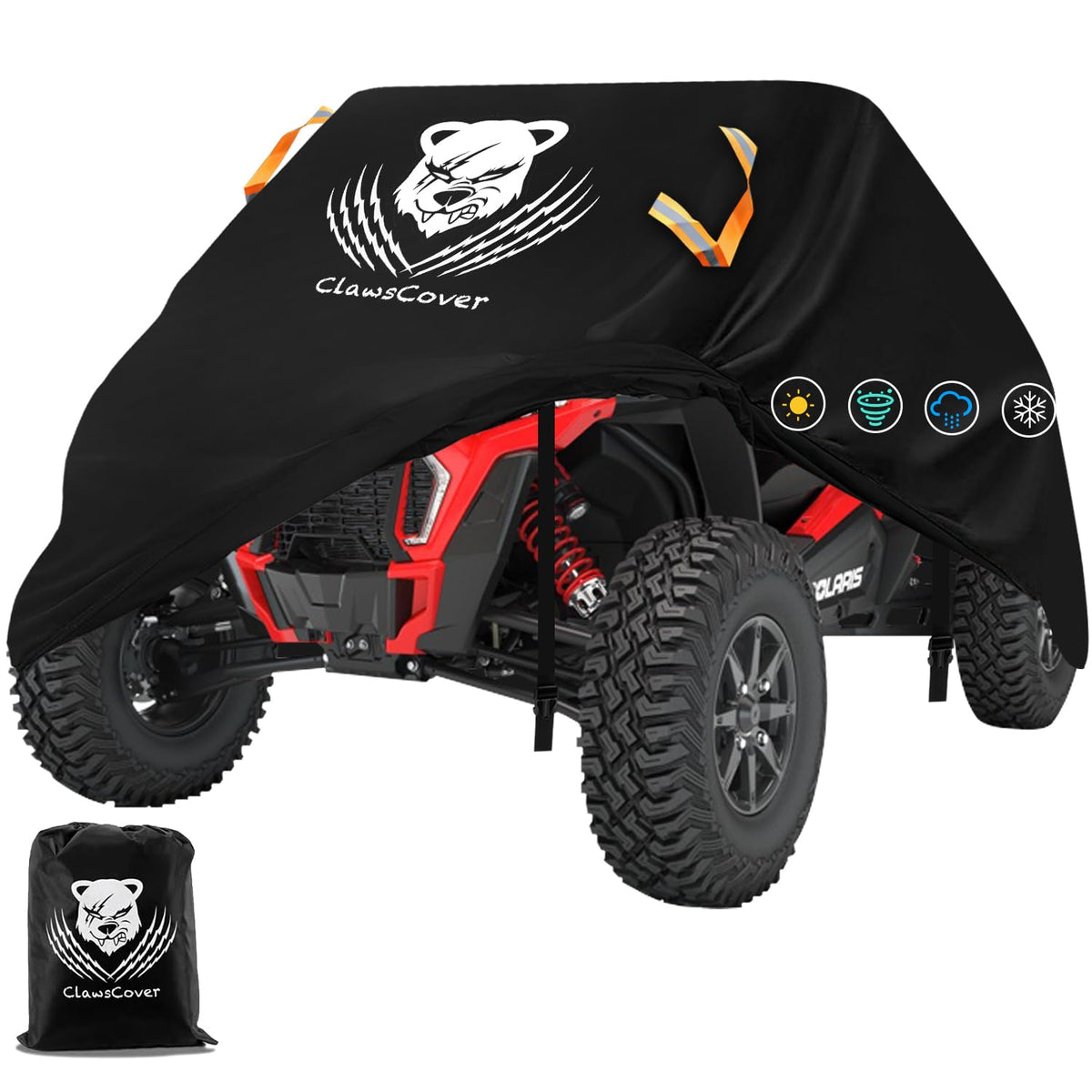 2 Seater Utv Covers Outdoor Waterproof,Heavy Duty Tearproof Polyester Fabric,Fadeless Anti-Uv Side By Side Cover Fit For Polaris