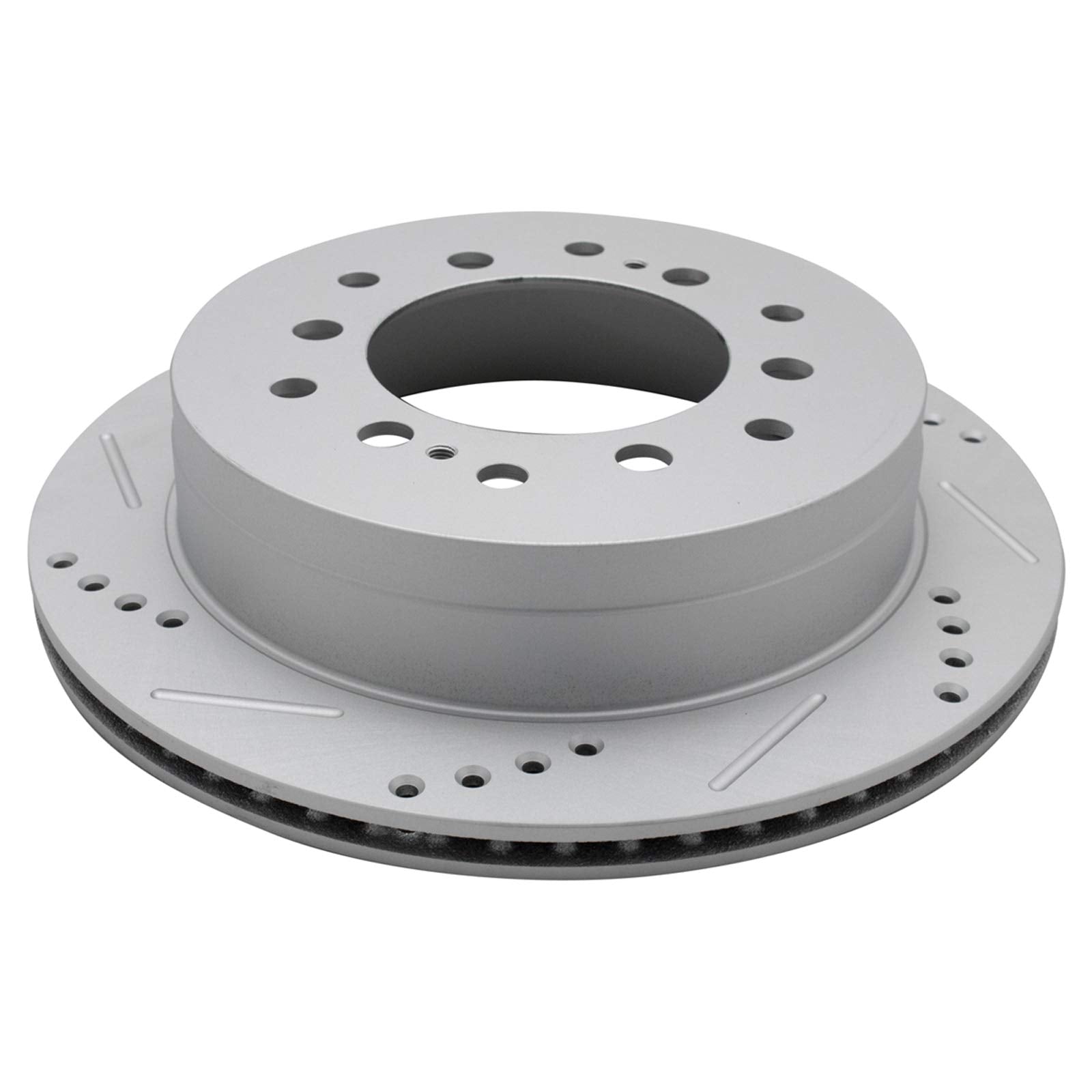 Trq Rear Performance Brake Rotors Set Vented Premium G-Coated Cross Drilled & Slotted Compatible With 2003-2009 Lexus Gx470 Toyo