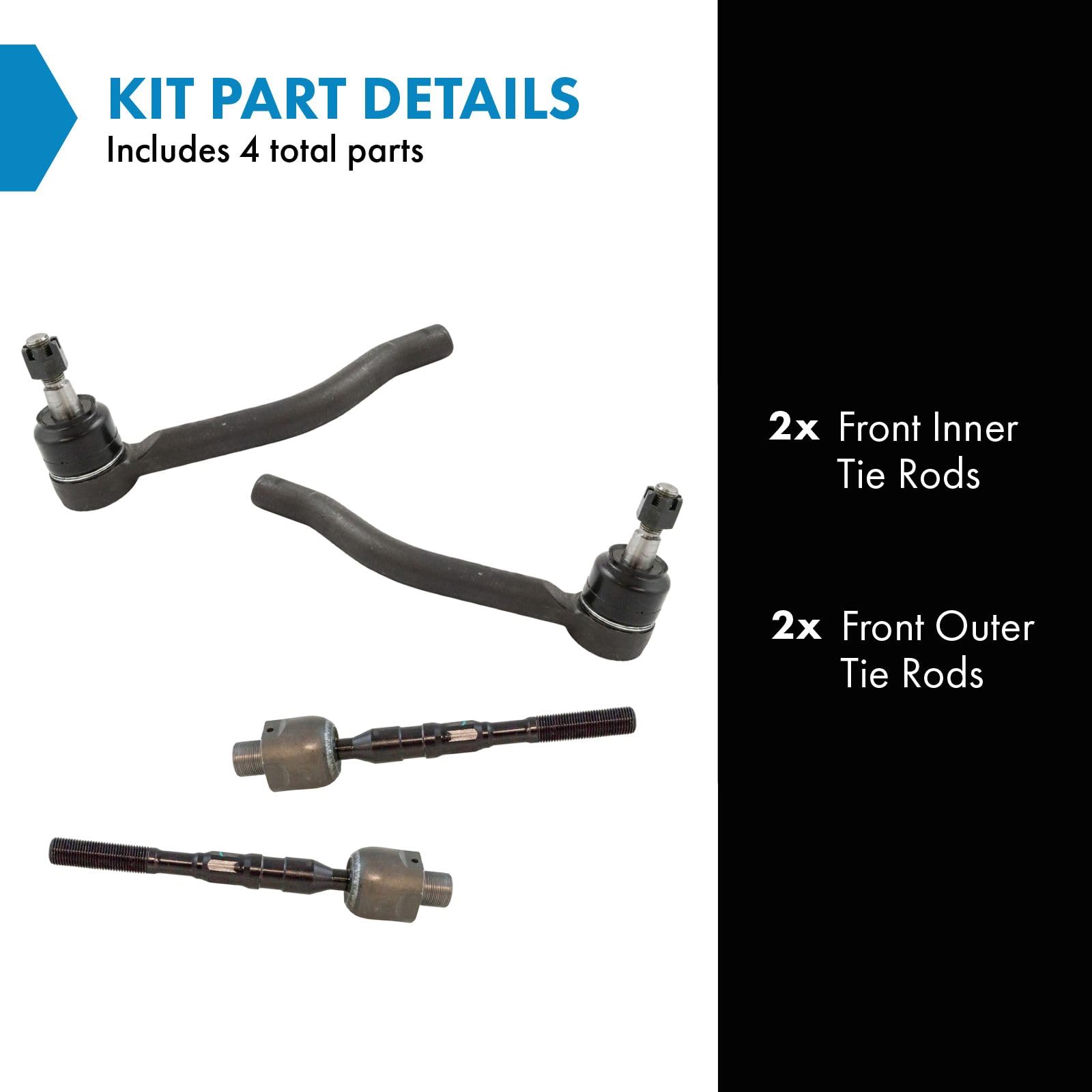 Trq Front Inner And Outer Tie Rod Set Compatible With 2013 Infiniti Jx35 2014-2019 Qx60 2013-2020 Nissan Pathfinder