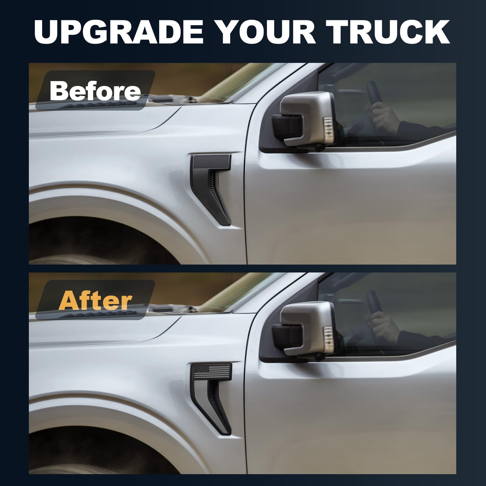 Fender Emblems for F150 2021-2024 Fender Vents Side Vent Cover Black Badges Fender Trim for F150 2022 2023 Accessories,1 Pair