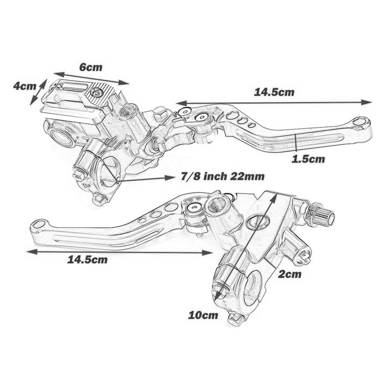 PACEWALKER Universal Motorcycle 7/8'' 22mm Handlebar Brake Master Cylinder Clutch Lever Left & Right Set for Honda Kawasaki Suzu
