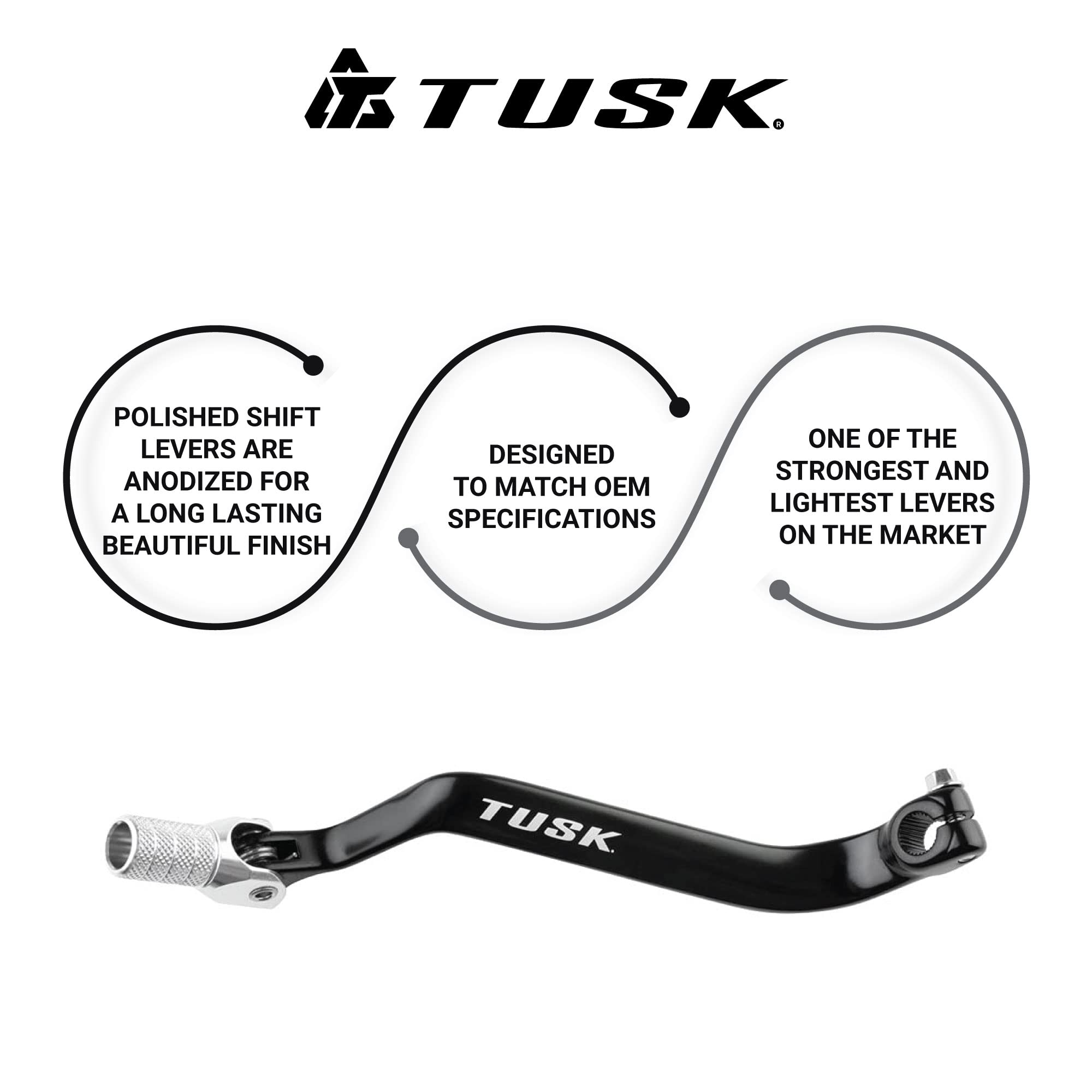 Tusk Folding Shift Lever +10Mm Black/Silver Tip - Fits: Kawasaki Klr650 1987-2018
