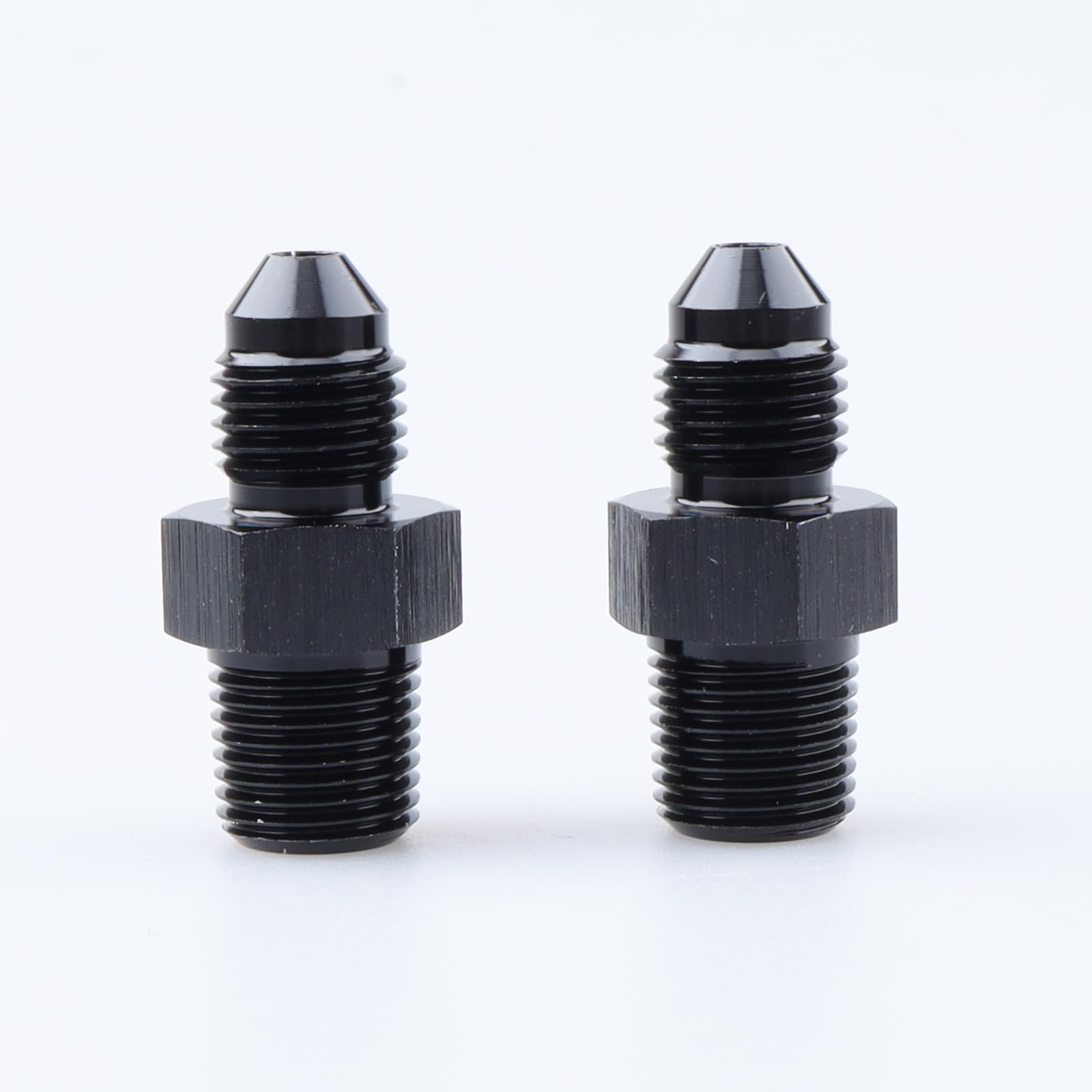 Ac Performance Male 1/8'' Npt To -3 An Flare Adapter Straight Aluminum Black, Pack Of 2