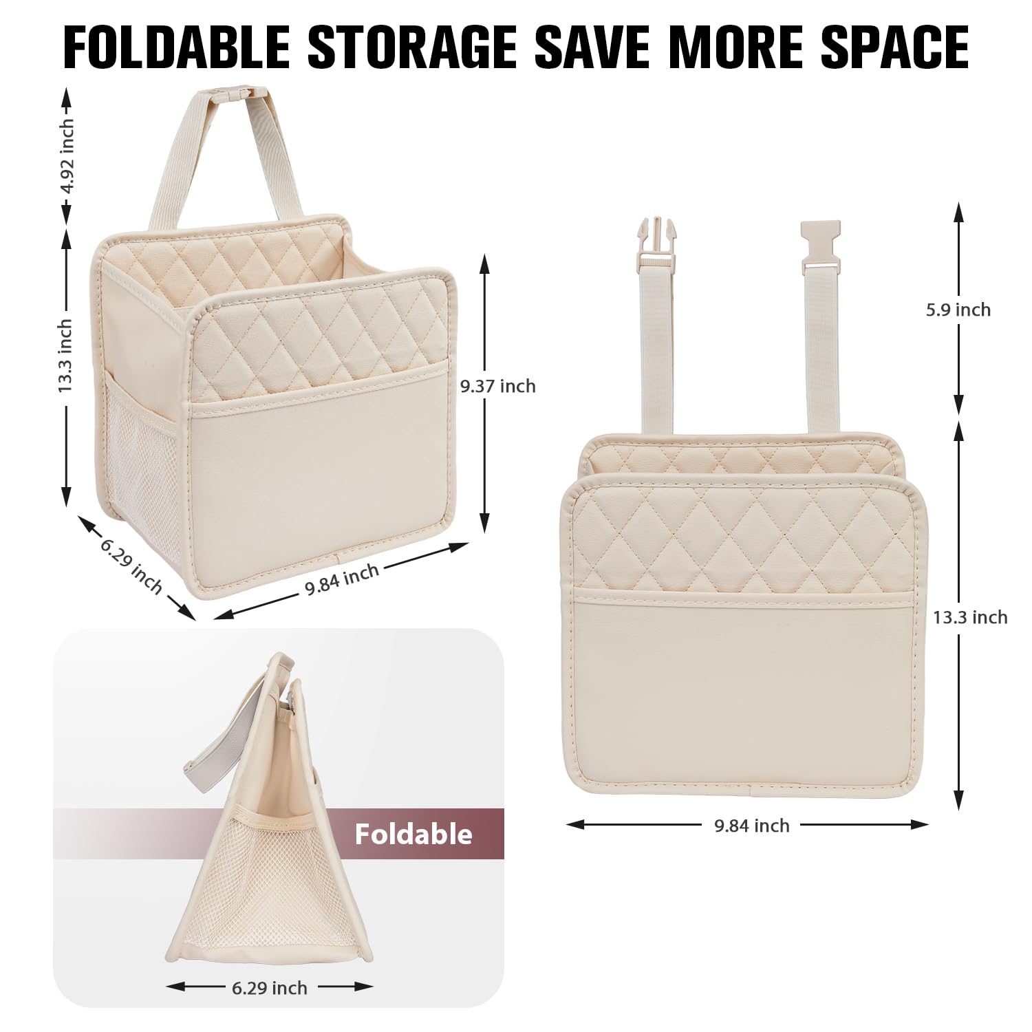 LXUNYI Car Seat Organizer,2 Pack Waterproof Pu Leather Backseat Car Organizer and Storage Bag Foldable Universal Hanging Car Sea