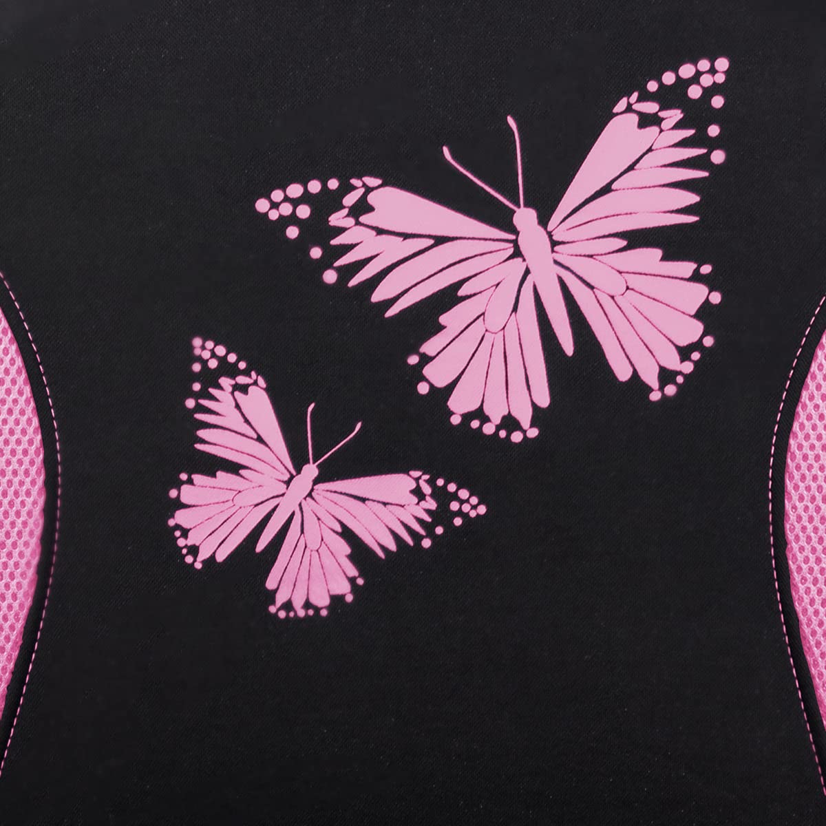 Flying Banner Butterfly Car Seat Covers Ful Set Fashion Universal Lady Woman Female Rear Bench Split Colorized (Pink Black, Full