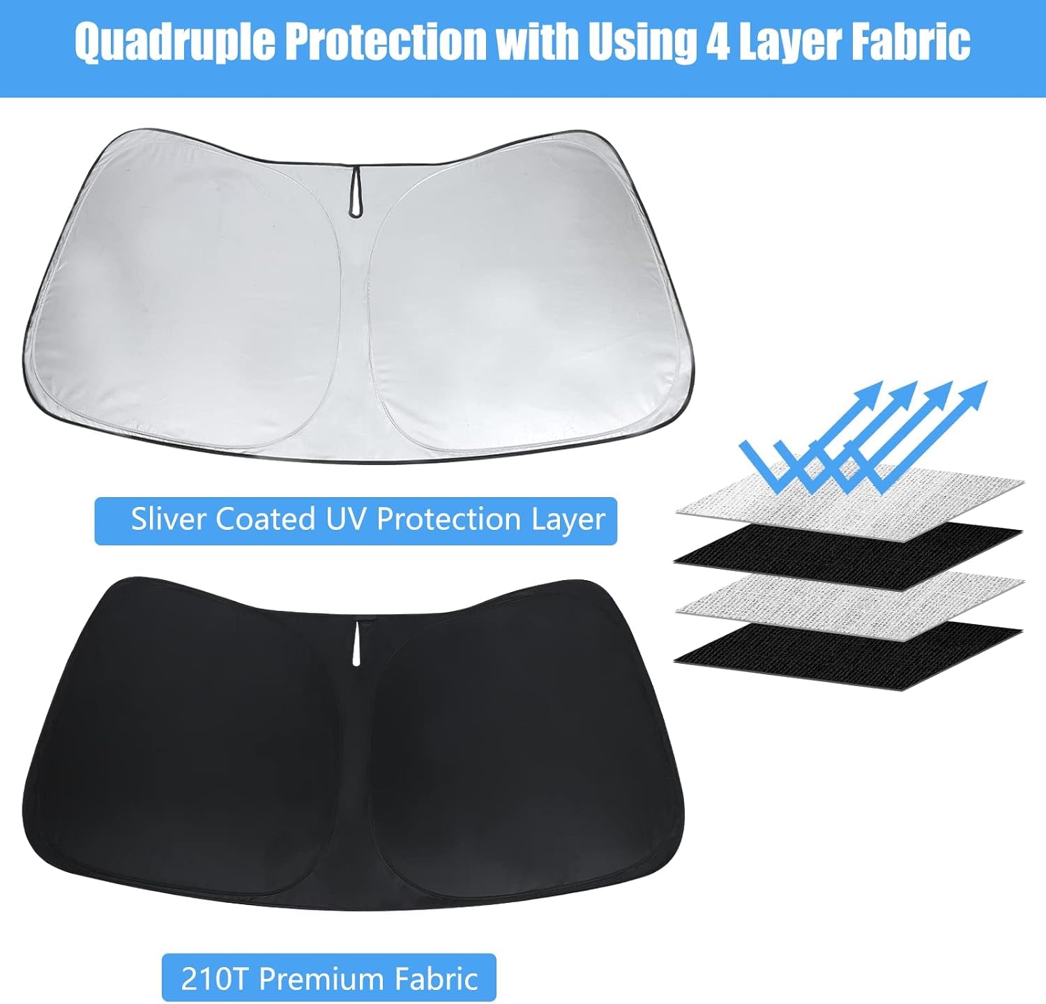 Windshield Sun Shade For 2019-2025 Chevy Silverado 1500, Custom Fit Car Front Window Sunshade For Chevy Regular/Crew/Double Cab