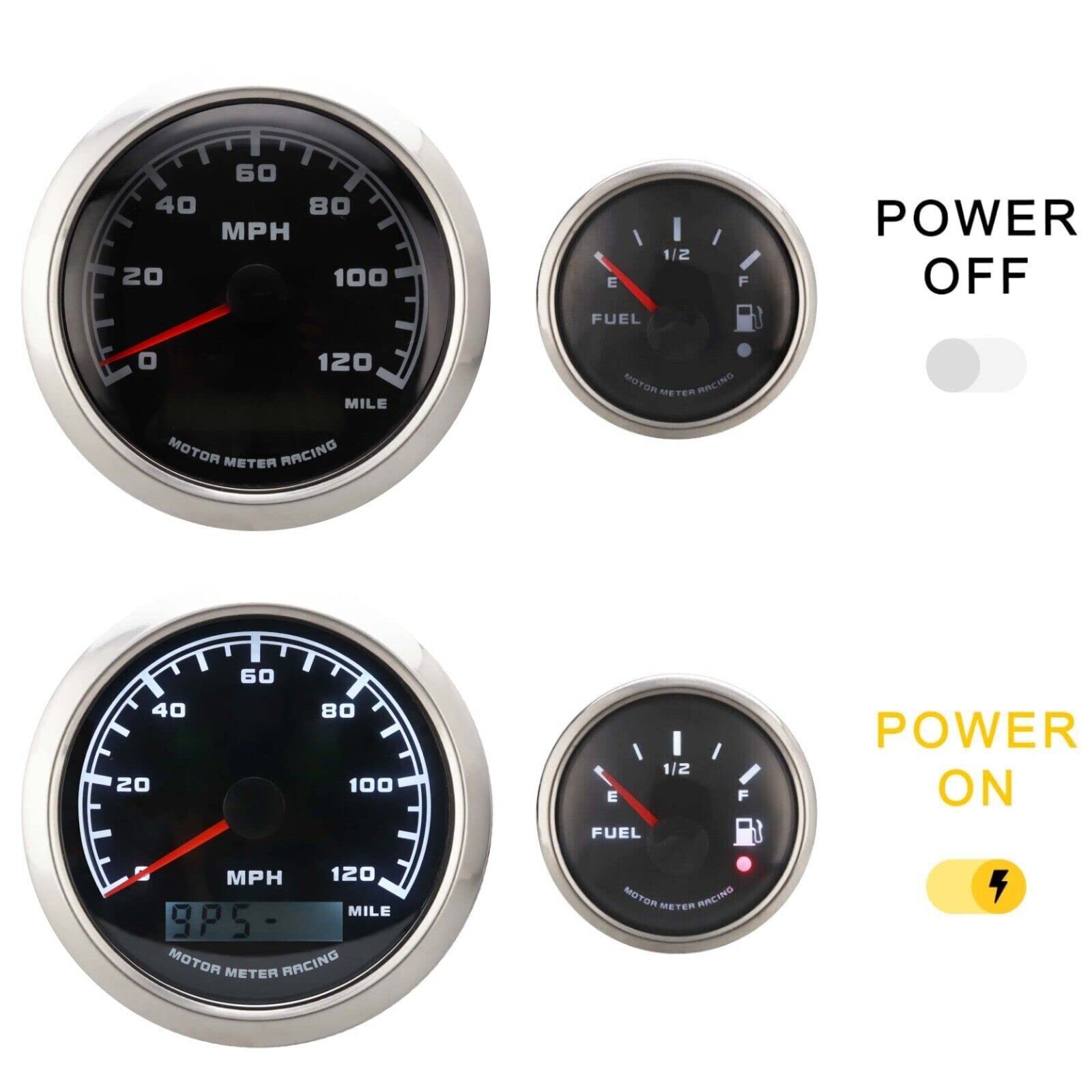 Motor Meter Racing W Pro 85Mm 3-3/8'' Gps Speedometer Digital Odometer 220 Kmh Waterproof Black Dial White Led For Car Truck Mar