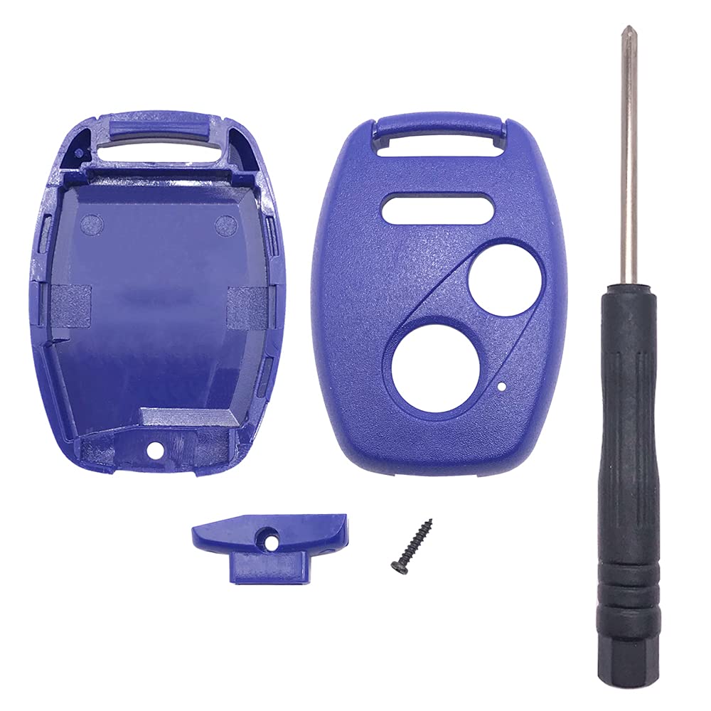 Horande 2+1 Buttons Replacement Key Fob Cover Case fits for 2003-2013 Honda Accord Civic CRV Pilot Ridgeline Odyssey Fit Keyless Entry Key Fob Shell (Blue)