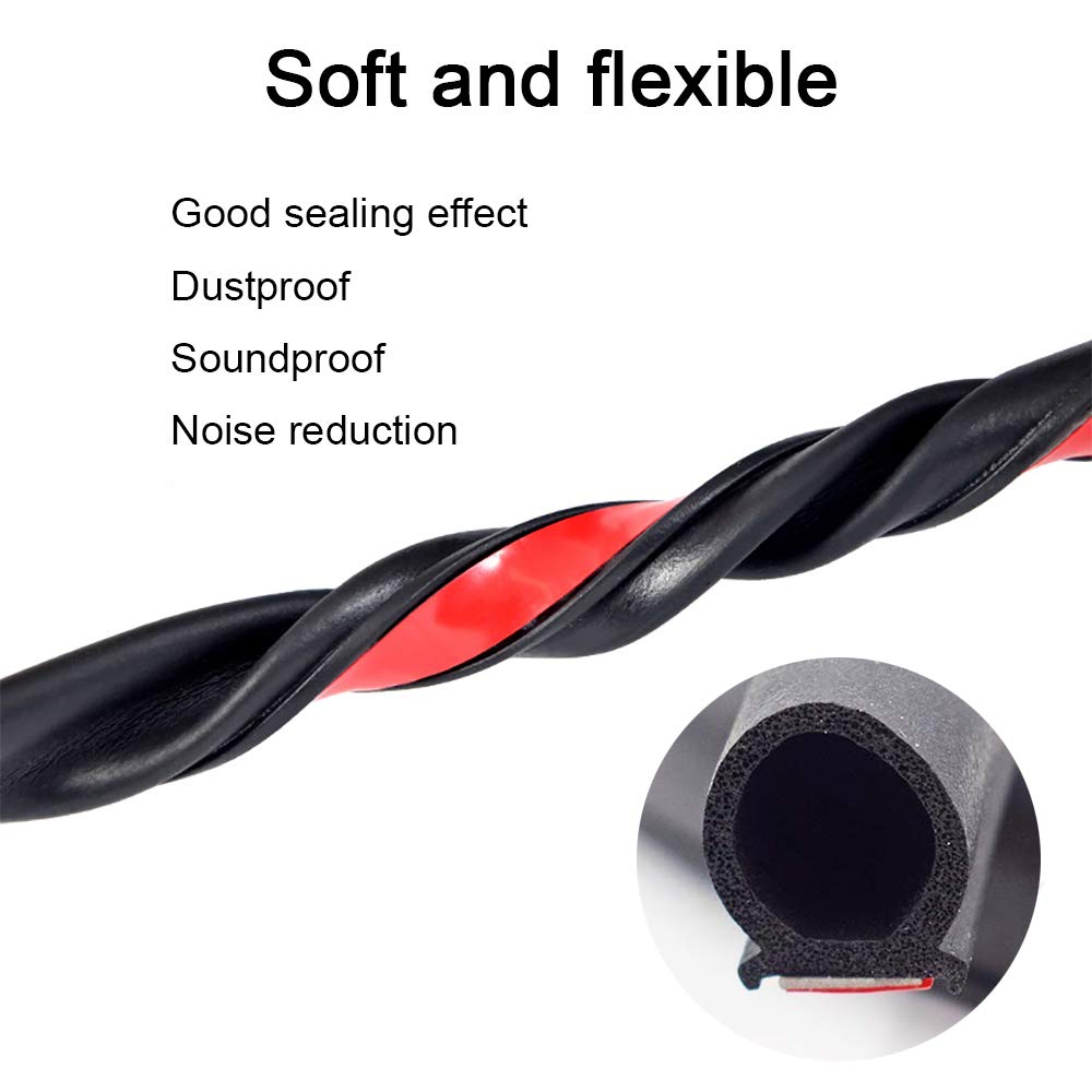 Storystore Universal Automotive Car Door Seal Strip D-Shape Self-Adhesive Weather Stripping For Car Truck Door Window Soundproof