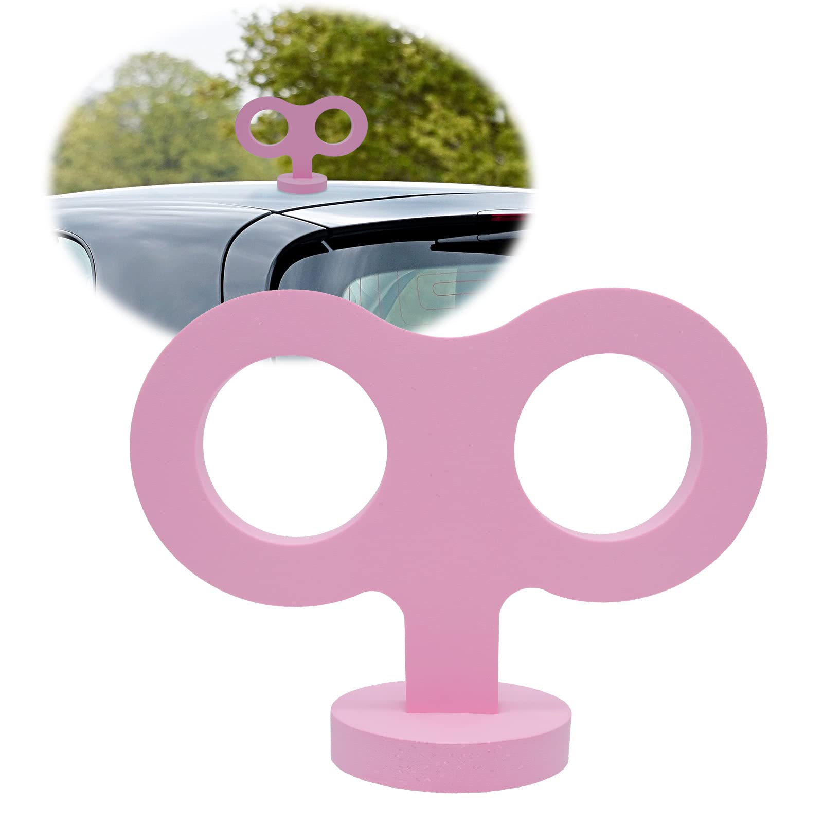3D Car Wind Up Key, Cute Clockwork Wind Up Key for Back of Car Roof Decoration (Pink)