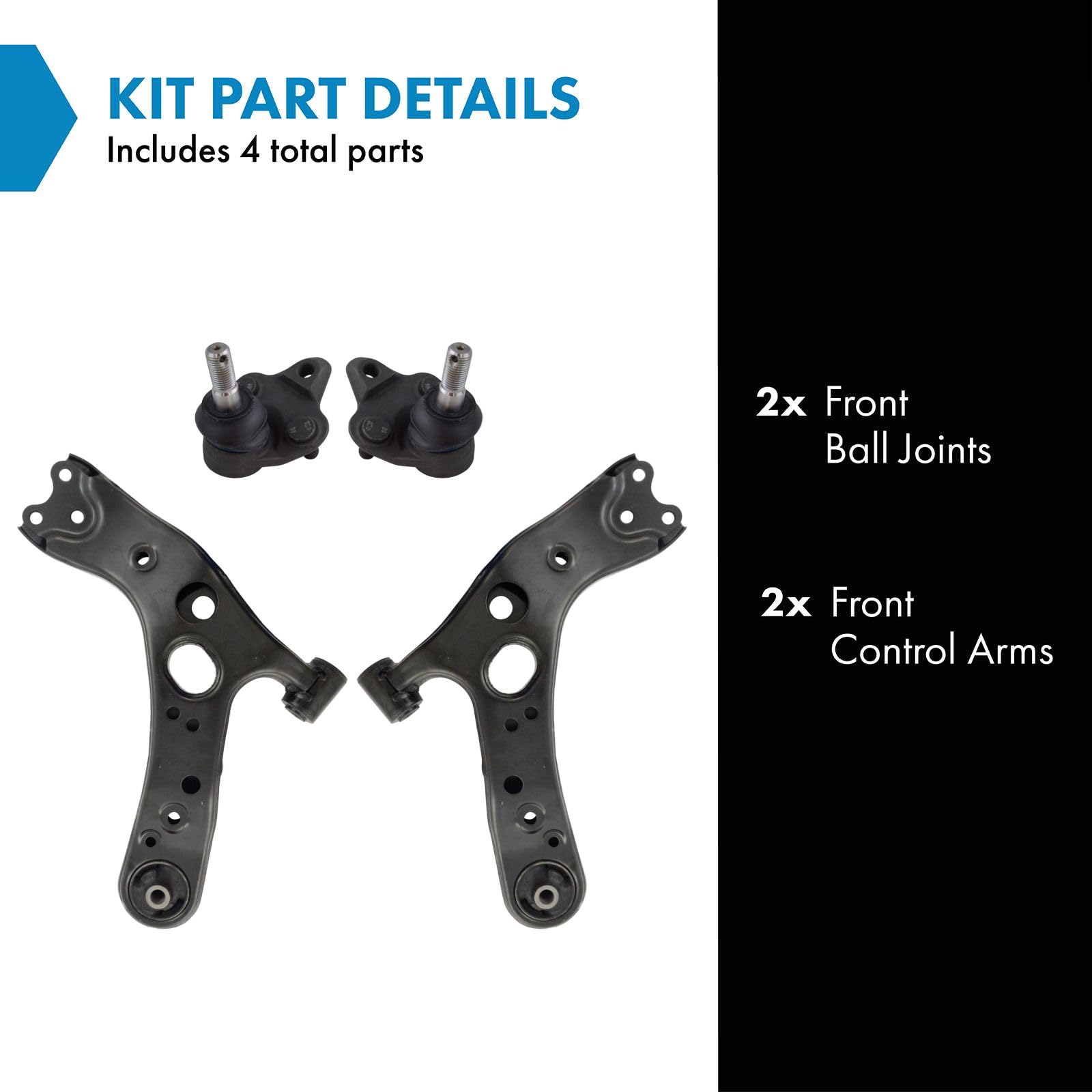 TRQ Front Lower Control Arm with Ball Joint Set Compatible with 2011-2017 Lexus CT200h 2010-2015 Toyota Prius 2012-2015 Prius Pl