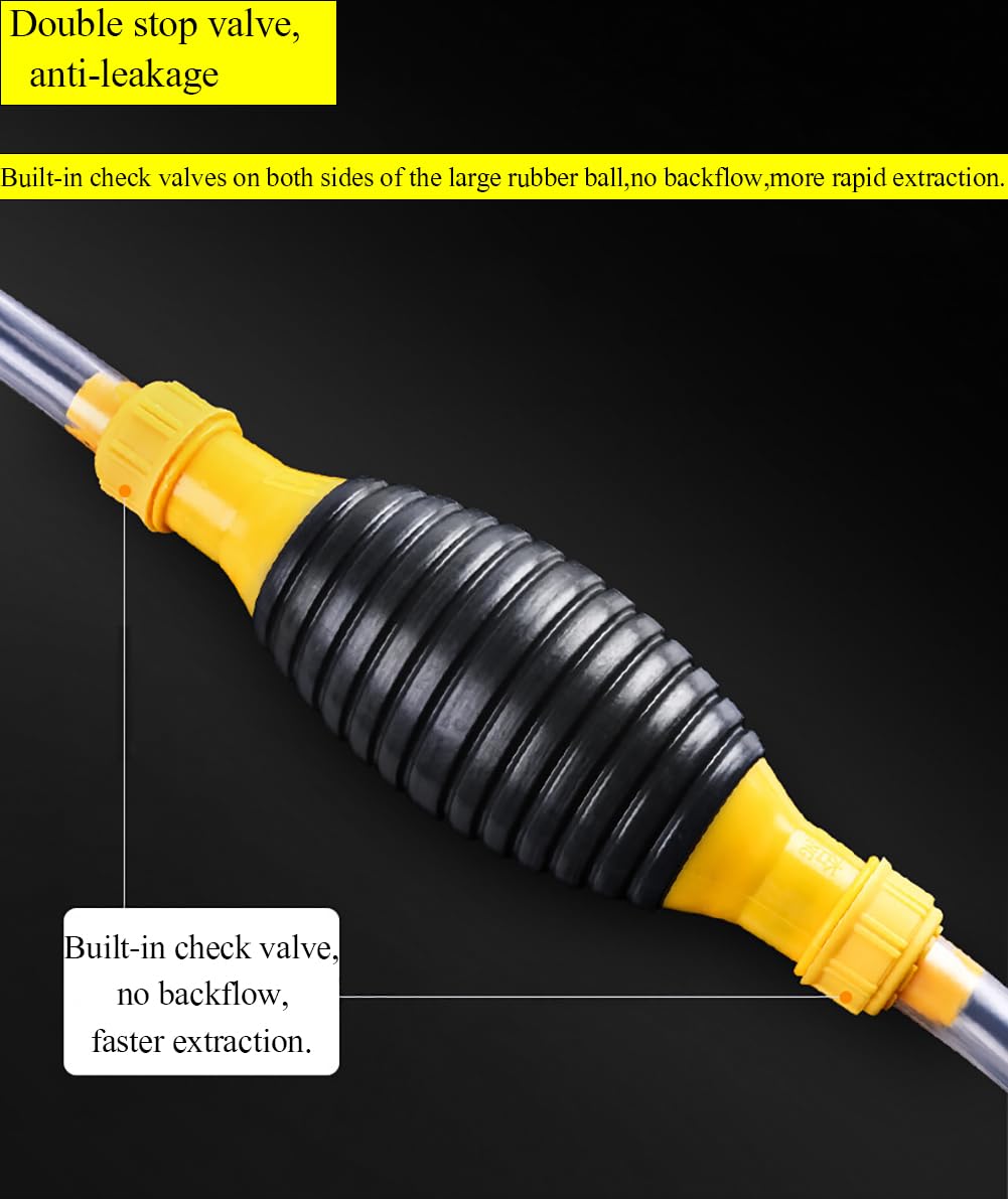 Gas Siphon Pump for Gasoline, Syphon Hand Pump with Siphon Hose, Transfer Pump for Water, Fuel, Liquid, Aquarium