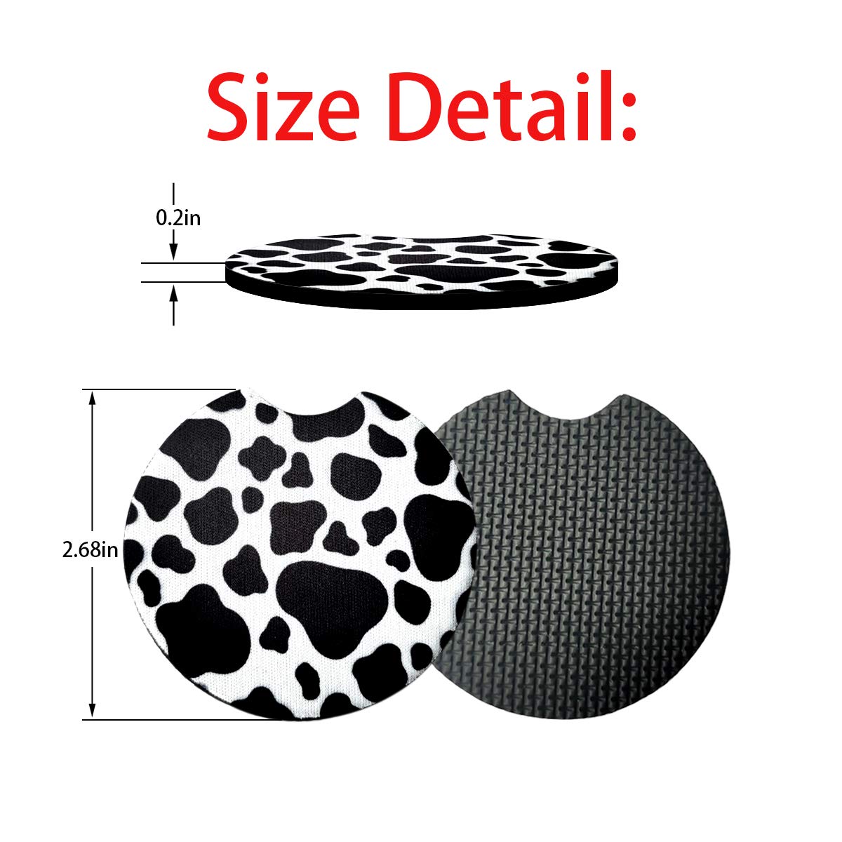 2 Pack Car Coasters For Drinks Absorbent - 2.75 Inch Cute Car Cup Holder Coasters For Women, Removable Cup Holder Coaster For Your Car, Car Interior Accessories For Women & Girls (White Leopard)