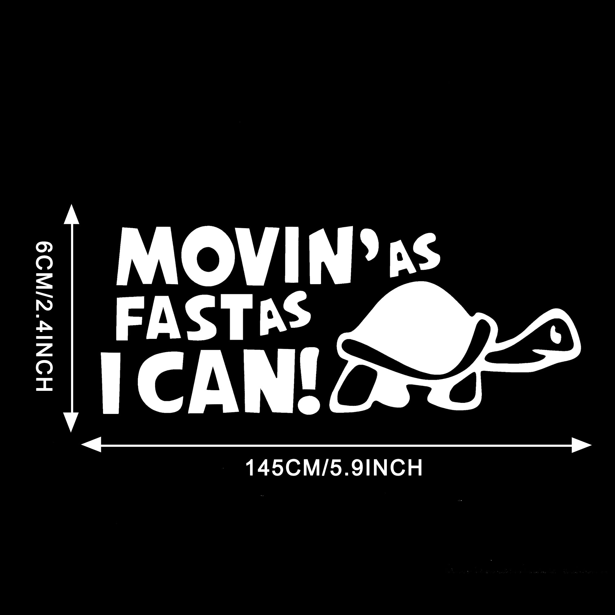 TOMALL 2Pcs 5.9 INCH Moving As Fast As I Can Turtle Stickers for Car Waterproof Funny Self-Adhesive Vinyl Decals for Car Truck SUV Window Bumper Laptop Motorcycle Decoration (White)