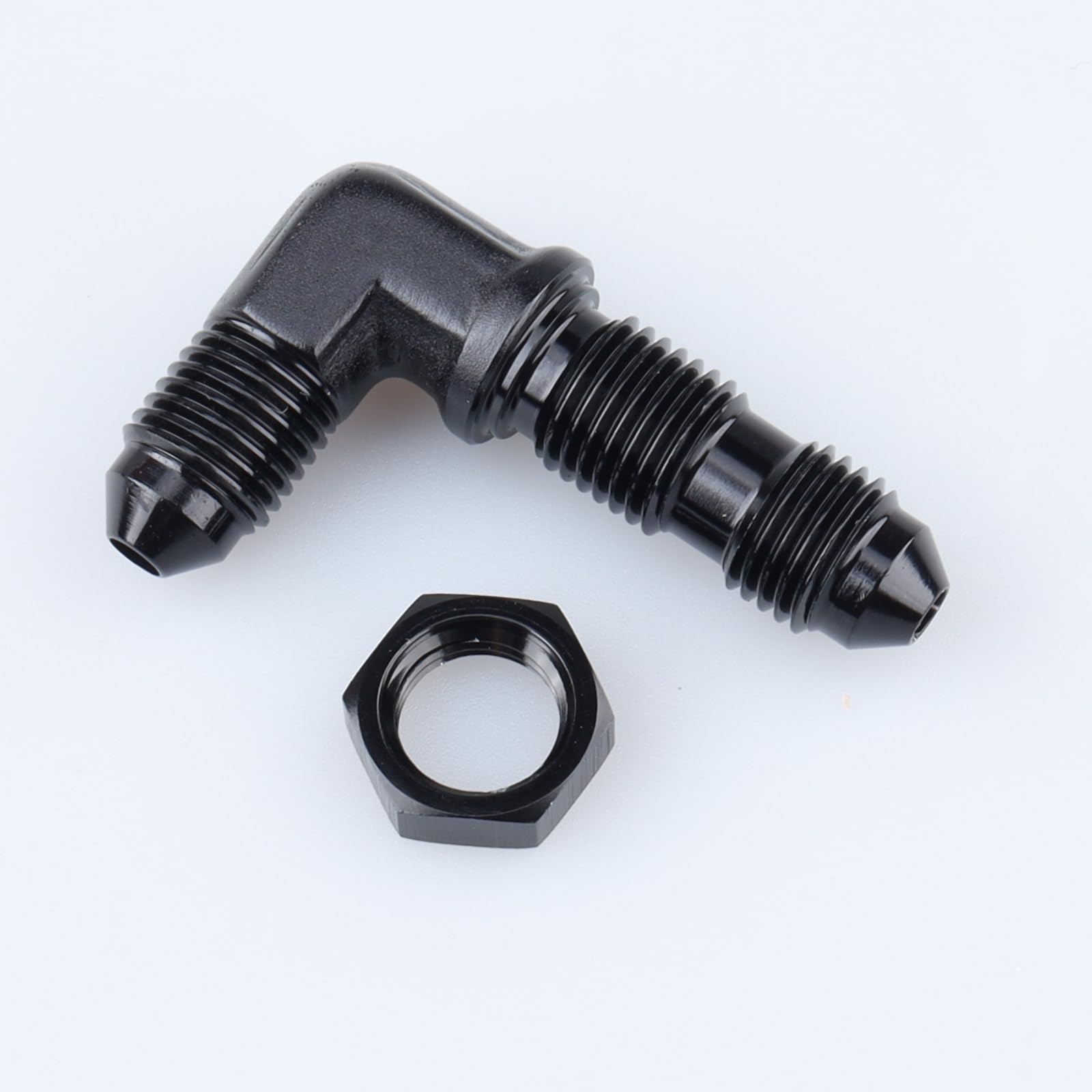 AC PERFORMANCE -3 AN Male Flare 90 Degree Bulkhead Fitting Adapter Aluminum Black with AN3 Nut