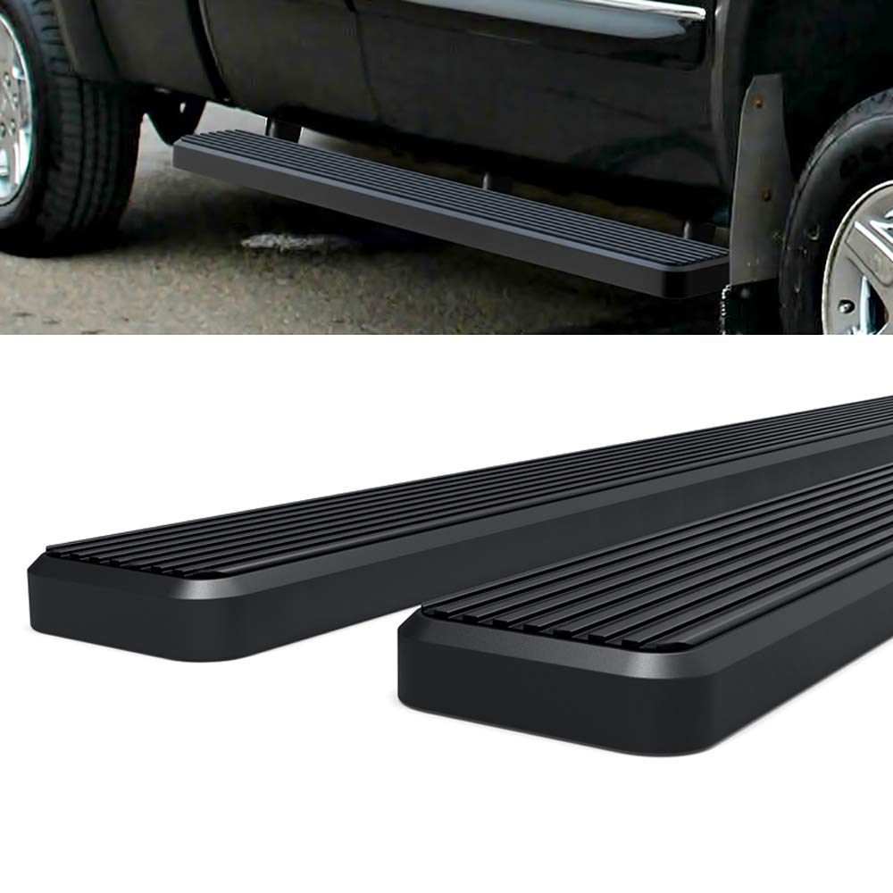 Hd Ridez Side Bar 6' Stainless Steel Black Compatible With Chevy Silverado Gmc Sierra 1500 2500 1999-2013 Double Cab & 2500Hd 3500 2001-2014 (Exclude Ck Classic) (Nerf Bar Side Steps Side Bars)