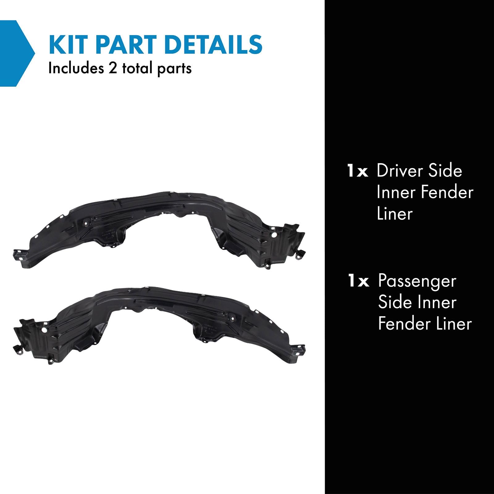 Trq Inner Fender Liner Set Compatible With 2000-2006 Nissan Sentra Ni1248106 Ni1249106