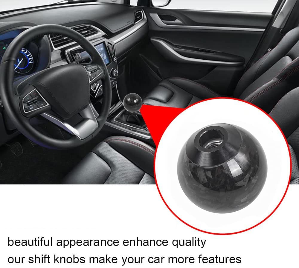 muge racing Forged Carbon Fiber Shift Knob - Spherical Type, Universal Fit, Black, Model SFN096