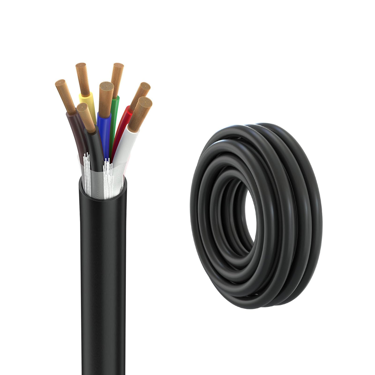 Firmerst 12/2 And 14/5 Pure Copper 7 Way Trailer Wire 20 Feet