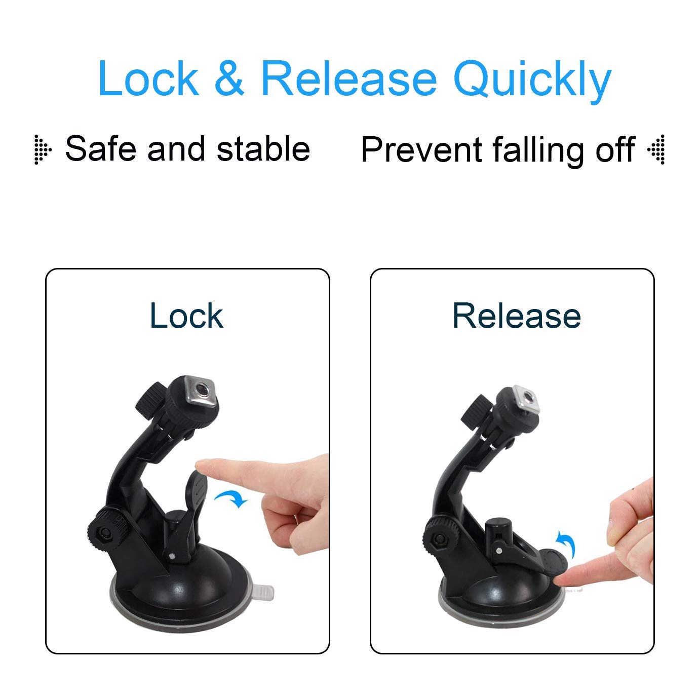 Collyon Windshield Mount - Suction Cup Camera Mount for 7 Backup Monitor, Ideal for Cars and Trucks