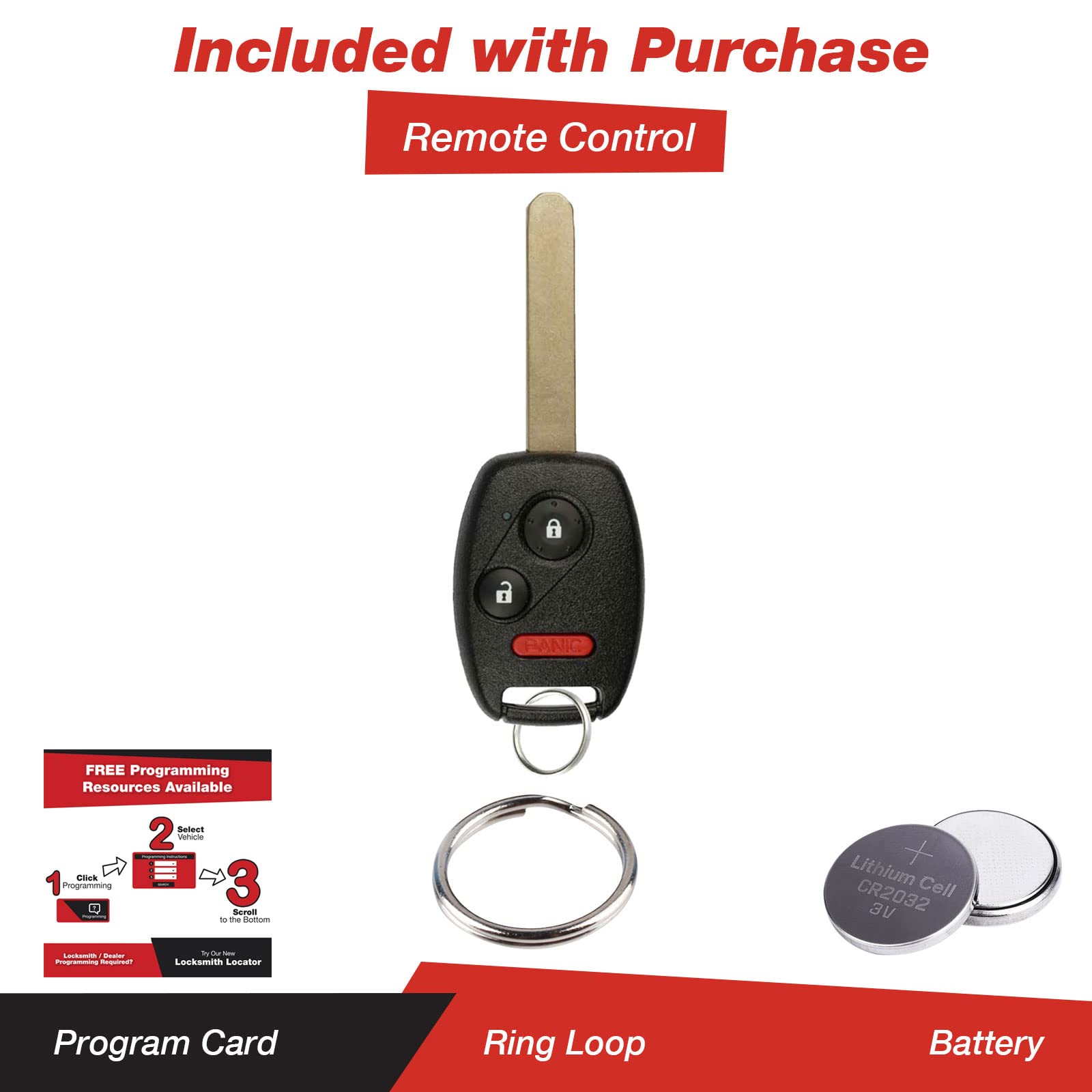 Keylessoption Keyless Entry Remote Control Uncut Car Ignition Key Fob Replacement For Mlbhlik-1T