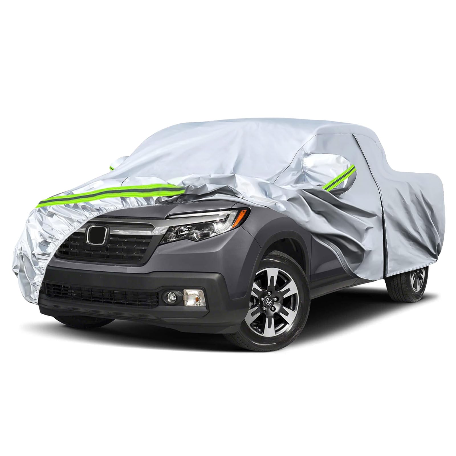 Waterproof Car Covers Replace For 2006-2024 Honda Ridgeline, 6 Layers Silver All Weather Custom-Fit Car Cover With Zipper Door &