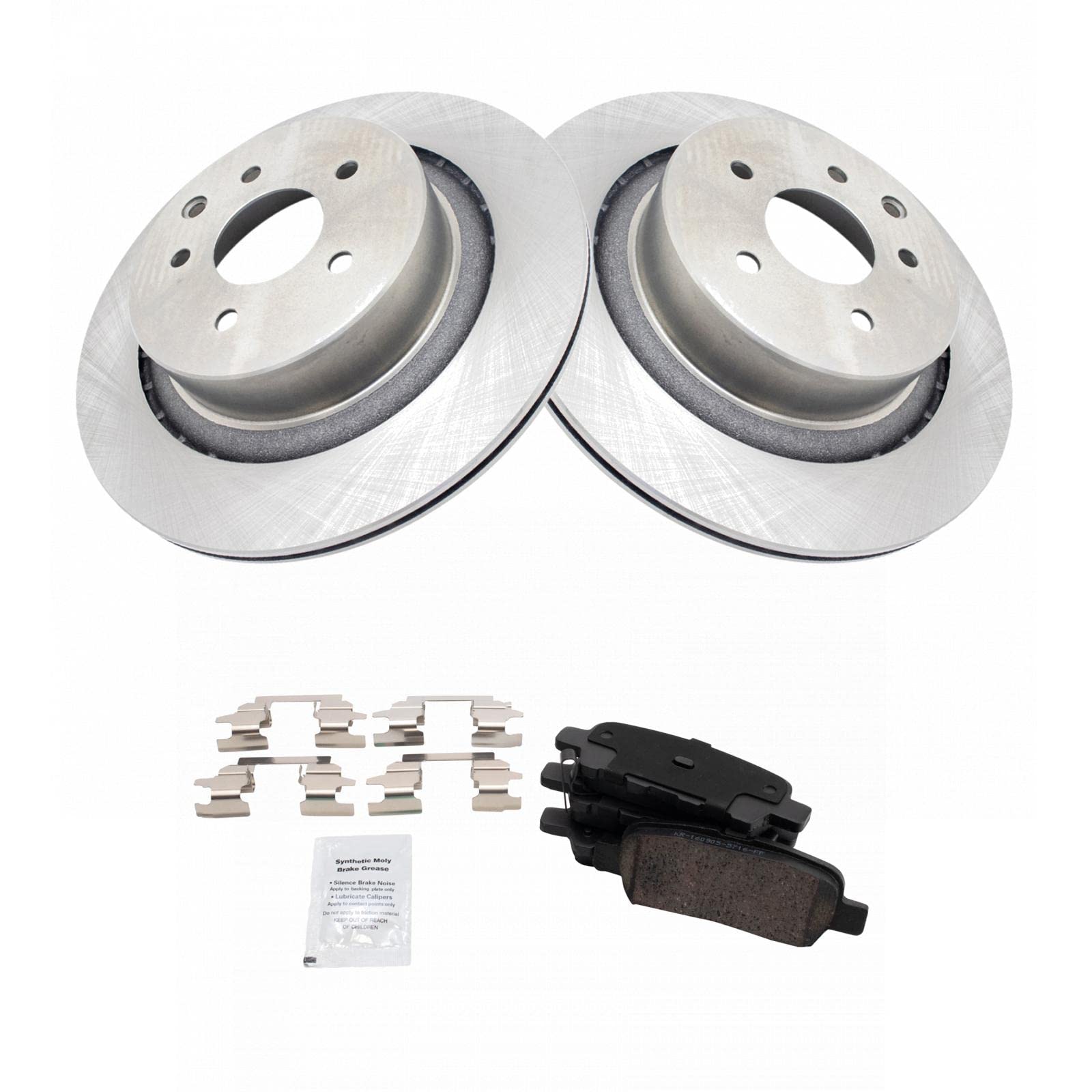 TRQ Rear Brake Pad & Rotor Kit Brake Pads Brake Rotor Ceramic Compatible with 2008-2013 INFINITI G37 2014-2015 Q60