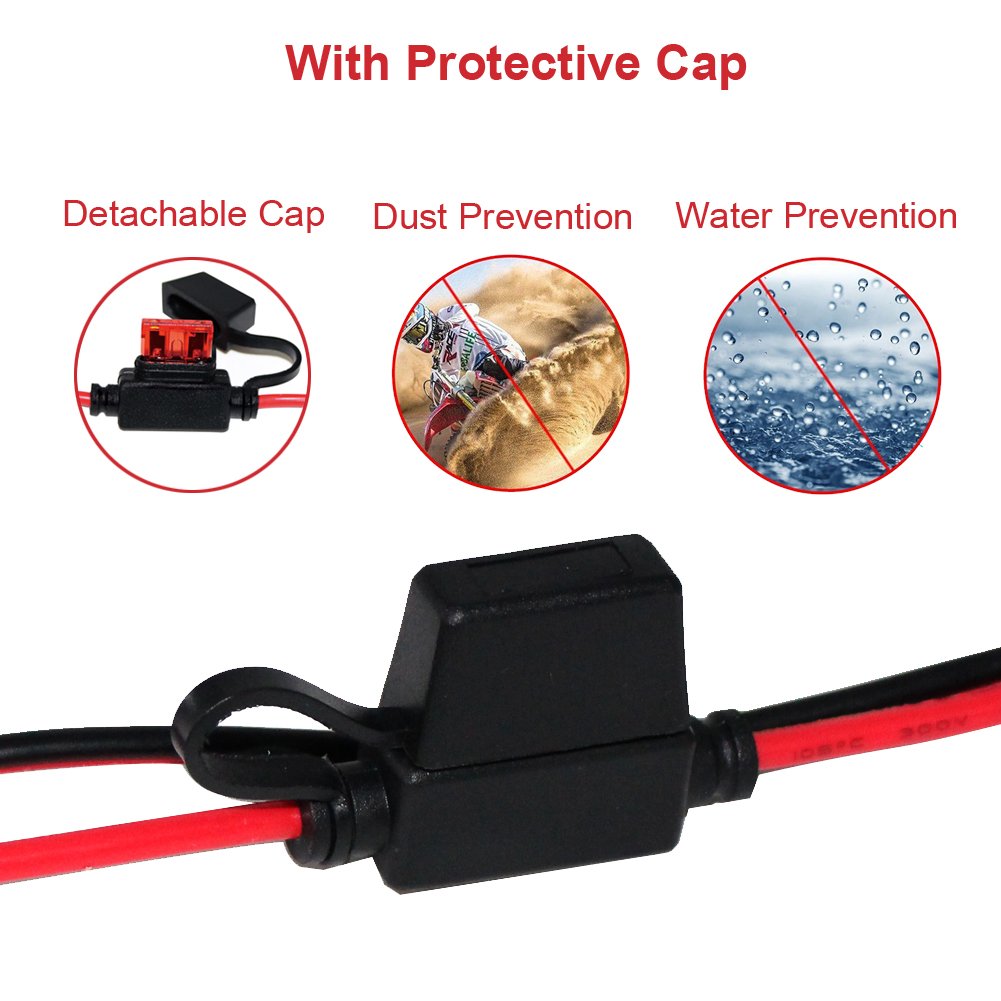 Sparking 3Ft Car Female Cigarette Lighter Plug Socket To Eyelet Terminals 12V Extension Cable With 10A Fuse (3Ft)