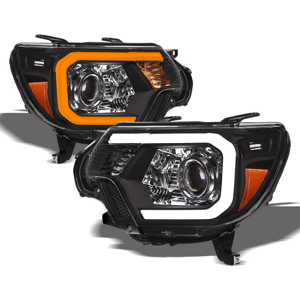 Tlaps 7422439477445 Compatible With 2012-2015 Toyota Tacoma Switchback Sequential Led Strip Bar Black Housing Projector Headligh