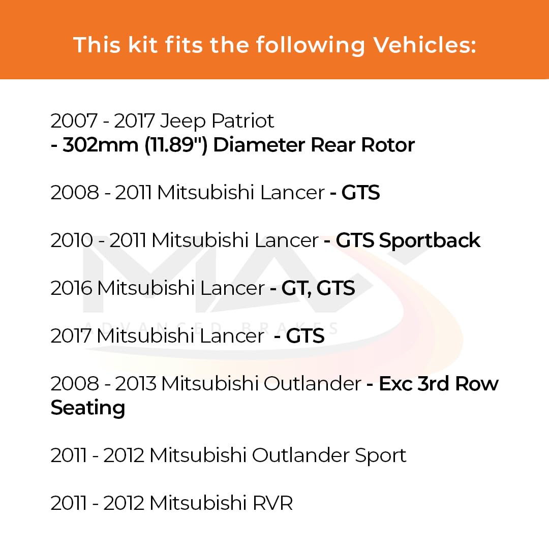Max Advanced Brakes Rear Brake Kit Compatible With 2011-2013 2014 Chrysler 200 Sebring Compatible With Dodge Avenger Replacement