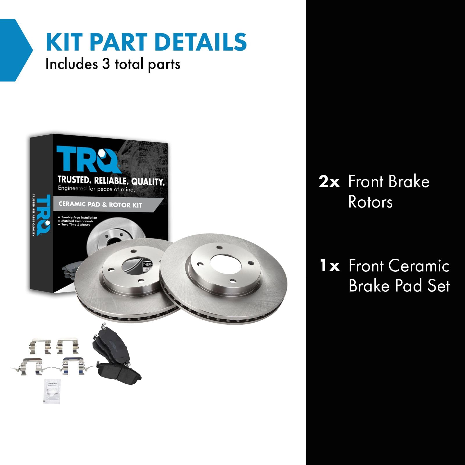 Trq Front Brake Pad & Rotor Kit Brake Pads Brake Rotor Ceramic Compatible With 2009-2014 Nissan Cube 2007-2012 Sentra Versa