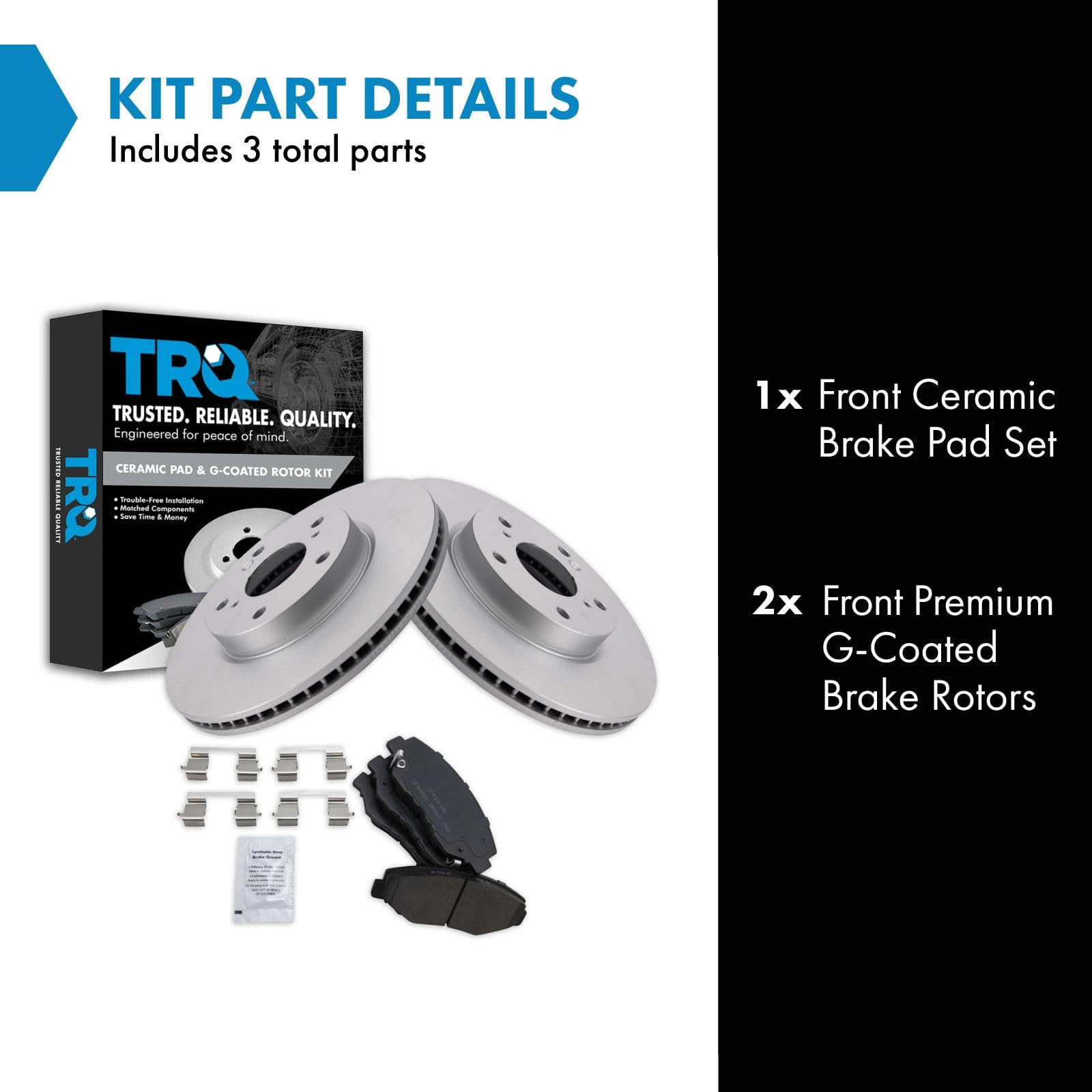 Trq Front Brake Pad & Rotor Kit Brake Pads Brake Rotor Ceramic Premium G-Coated Compatible With 2016-2018 Honda Civic