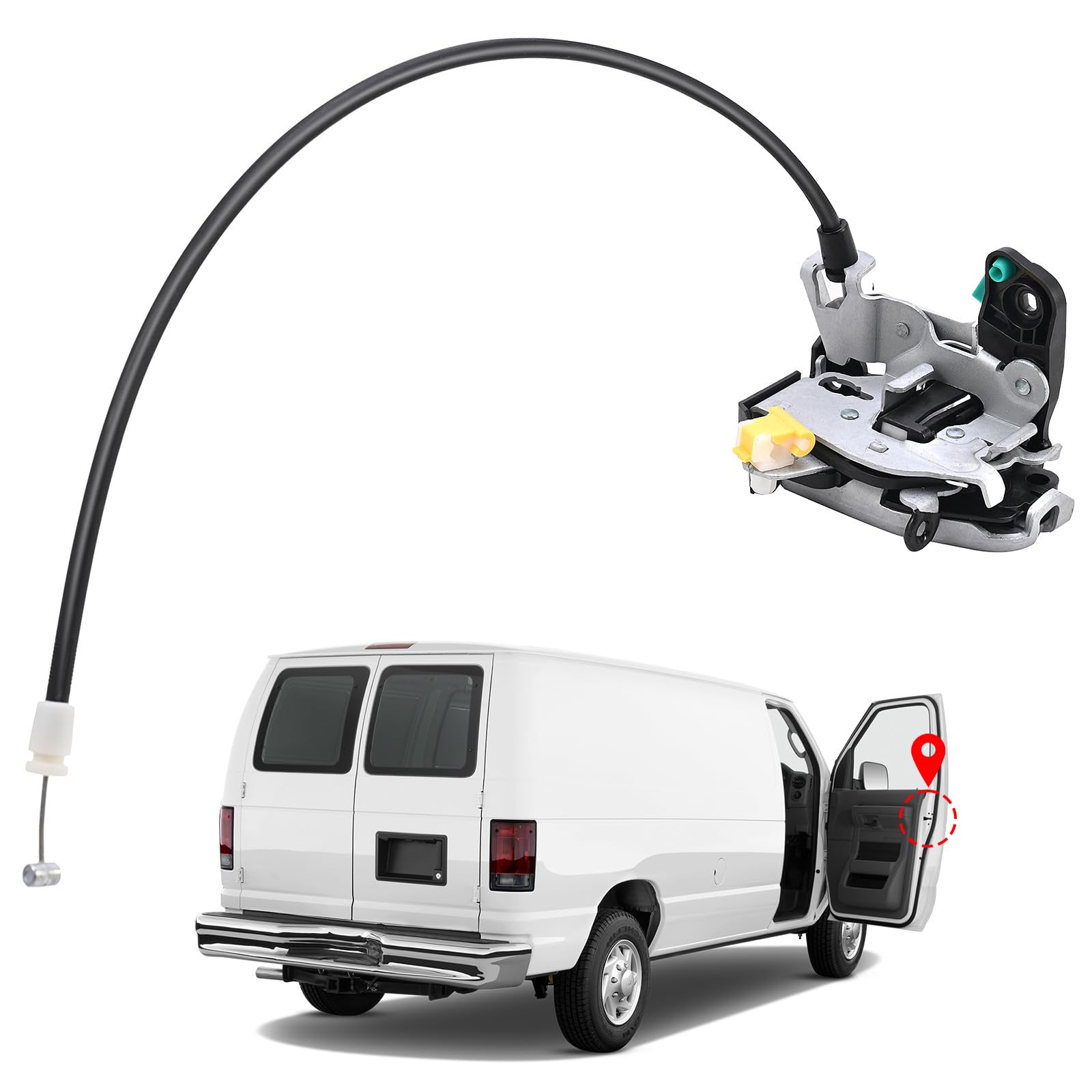 Door Lock Latch Assembly Front Right Passenger Side For 1996-2019 Ford E150 E250 E350 E450 Econoline Van Replace 6C2Z-1521812-A,