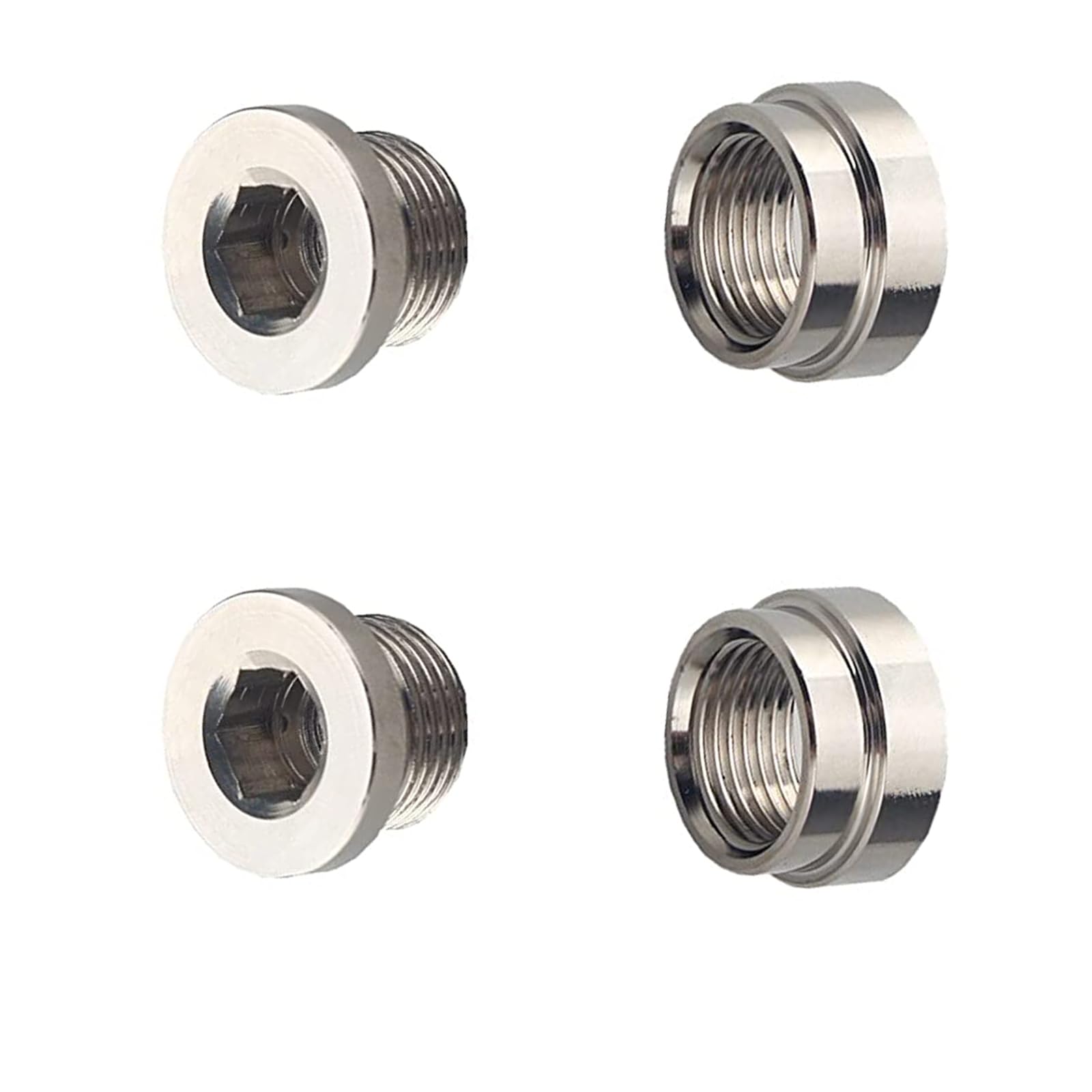 Hyat 2 Pairs O2 Sensor Bung Universal Stainless Steel M18 M18-1.5 Weld Oxygen Air Fuel Ratio Meter (2 Bungs/2 Plugs)