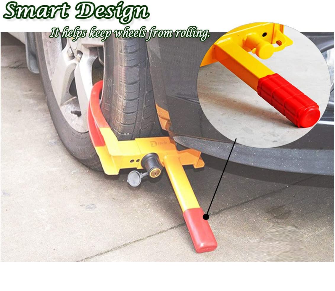 Zento Deals Security Tire Clamp - Heavy Duty Anti- Theft Vehicle Wheel Lock For Car Trailer