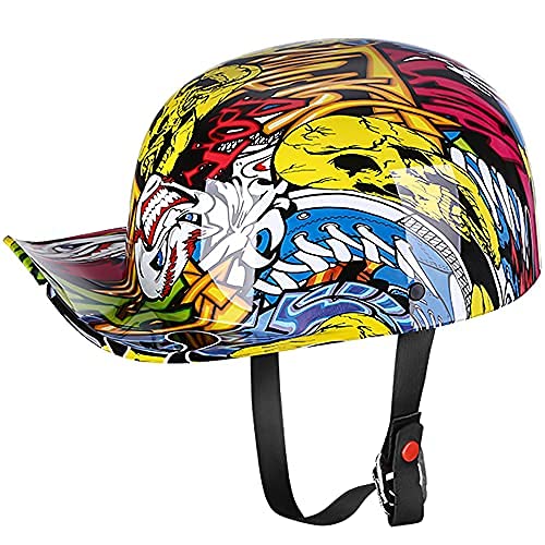 Yesmotor Baseball Style Cap Motorcycle Helmet Unisex-Adult - Dot Approved (Painting,Xxl)