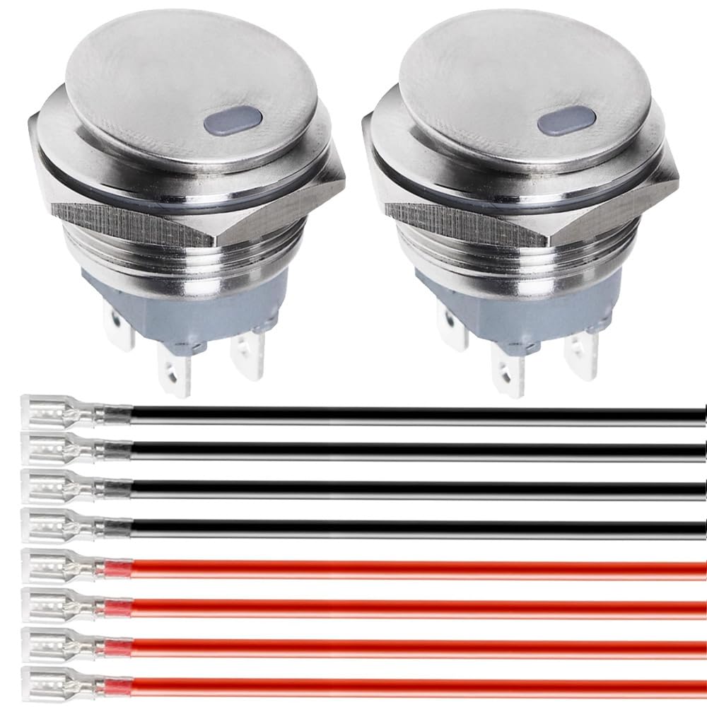 Gebildet Stainless Steel 12-24V/15A Waterproof Round Rocker Switch 22Mm Blue Led Lighted On Off 4 Pin Illuminated Toggle Switch