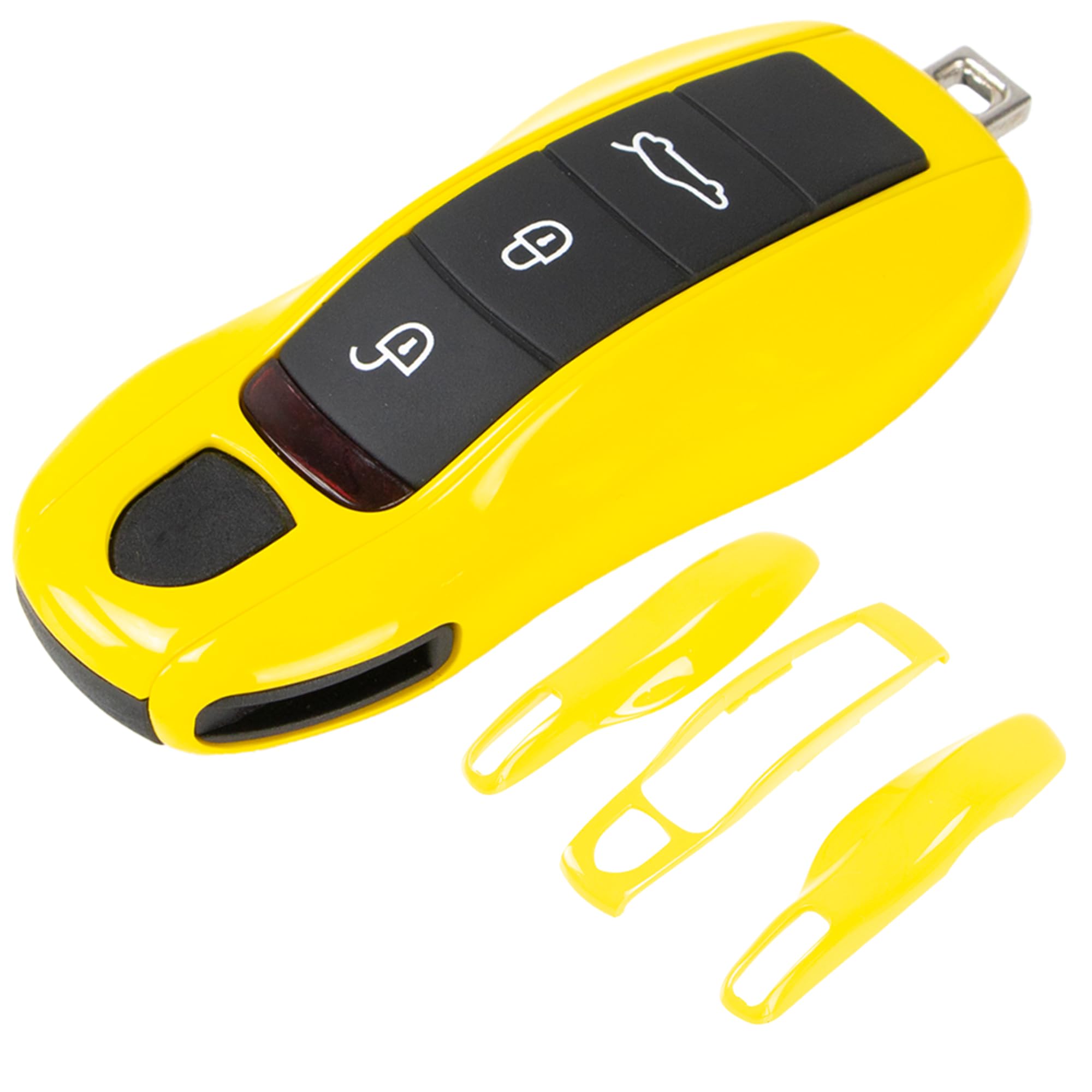 Aerobon 3-Piece Painted Key Cover Key Fob Shell Compatible With Porsche Key Shell Replacement (Mk1, Racing Yellow)