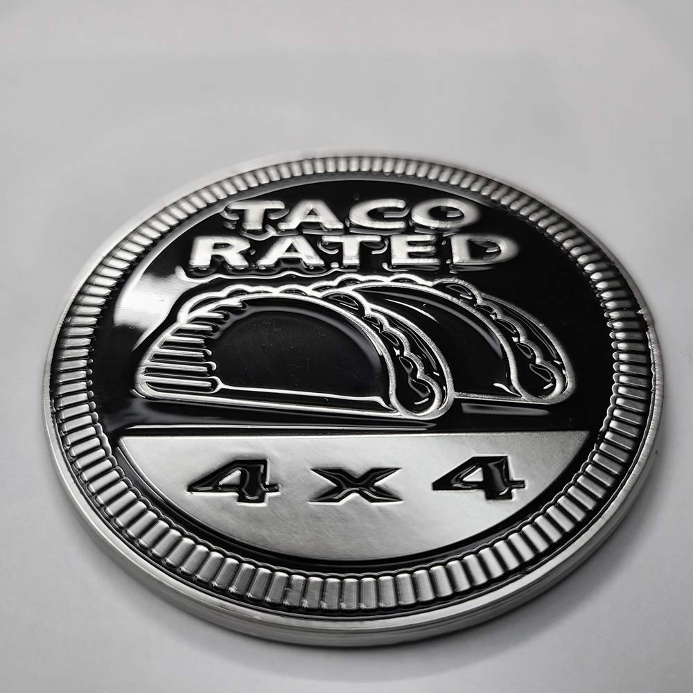 Badge Glow Taco Rated 4X4 Metal Automotive Badge Specifically Designed For The Jeep Wrangler Or Cherokee Or Toyota ~ Stick It An