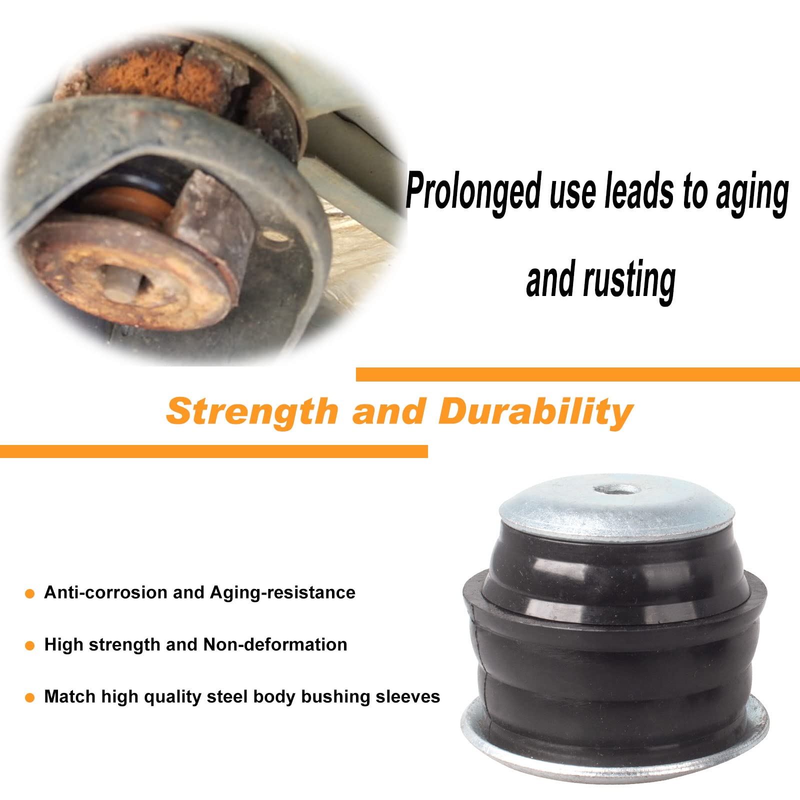 Iker Body Mount Bushing Kit Compatible With Ford F250 F350 2008-2016 Super Duty 2Wd 4Wd, Polyurethane Cab & Body Mount Steel Sleeves & Hardware. Black