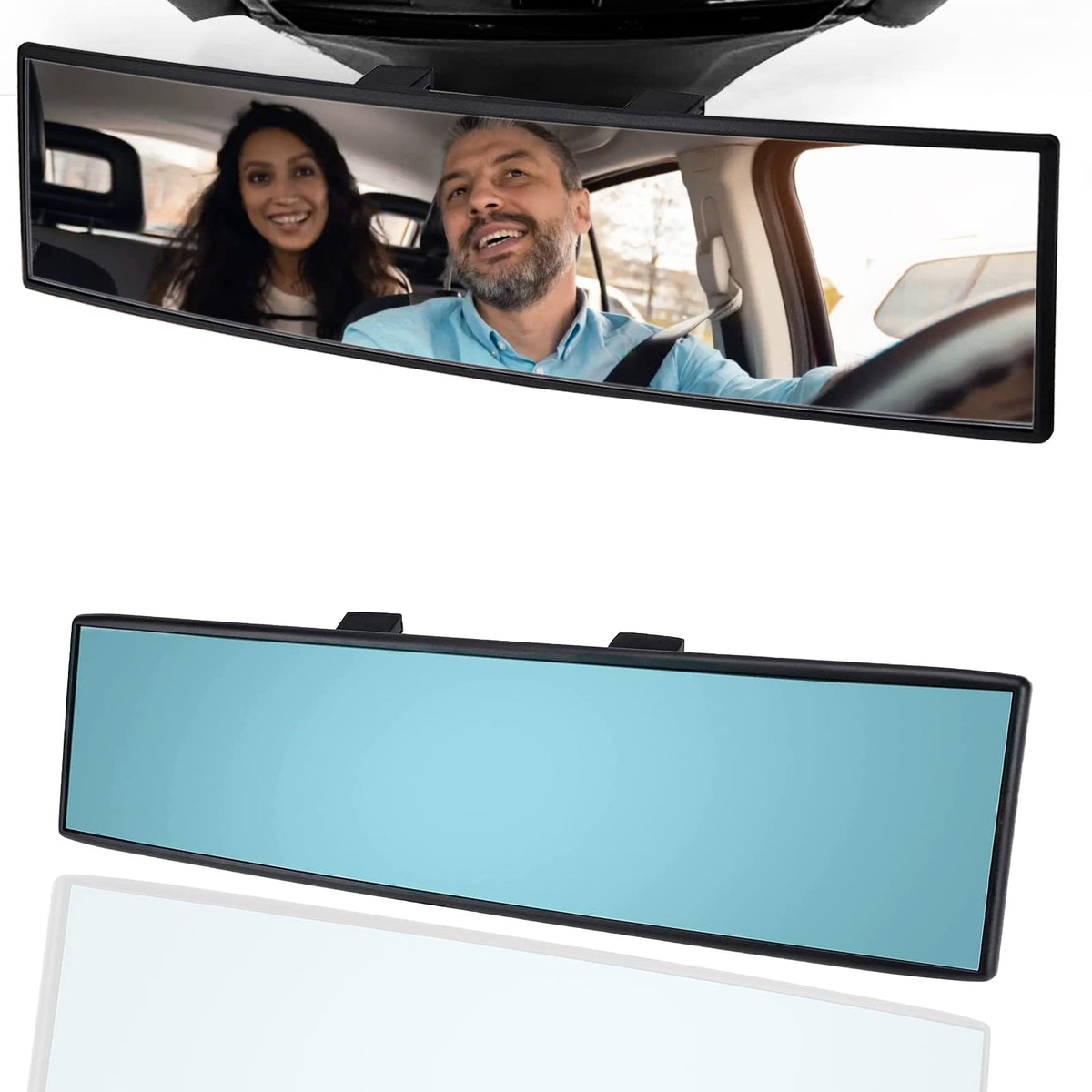 Obtanim Car Rearview Mirror 12 Inch Hd Glass Anti Glare Clip On Panoramic Wide Angle Car Interior Rear View Mirror Accessories F