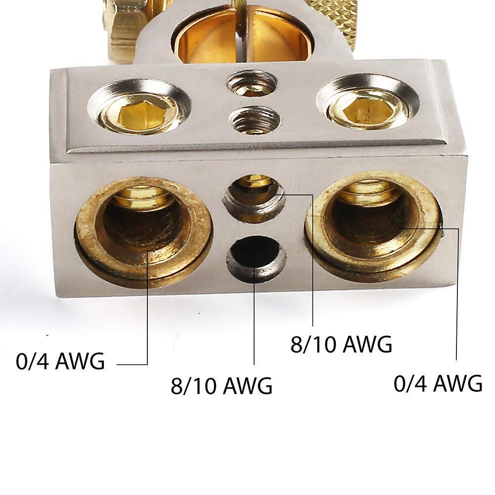 BRIGHTFUN Battery Terminal Connectors,0/2/4/8/10 Gauge Battery Terminal Connectors with Spacer Shims for Car Marine Truck Boat M