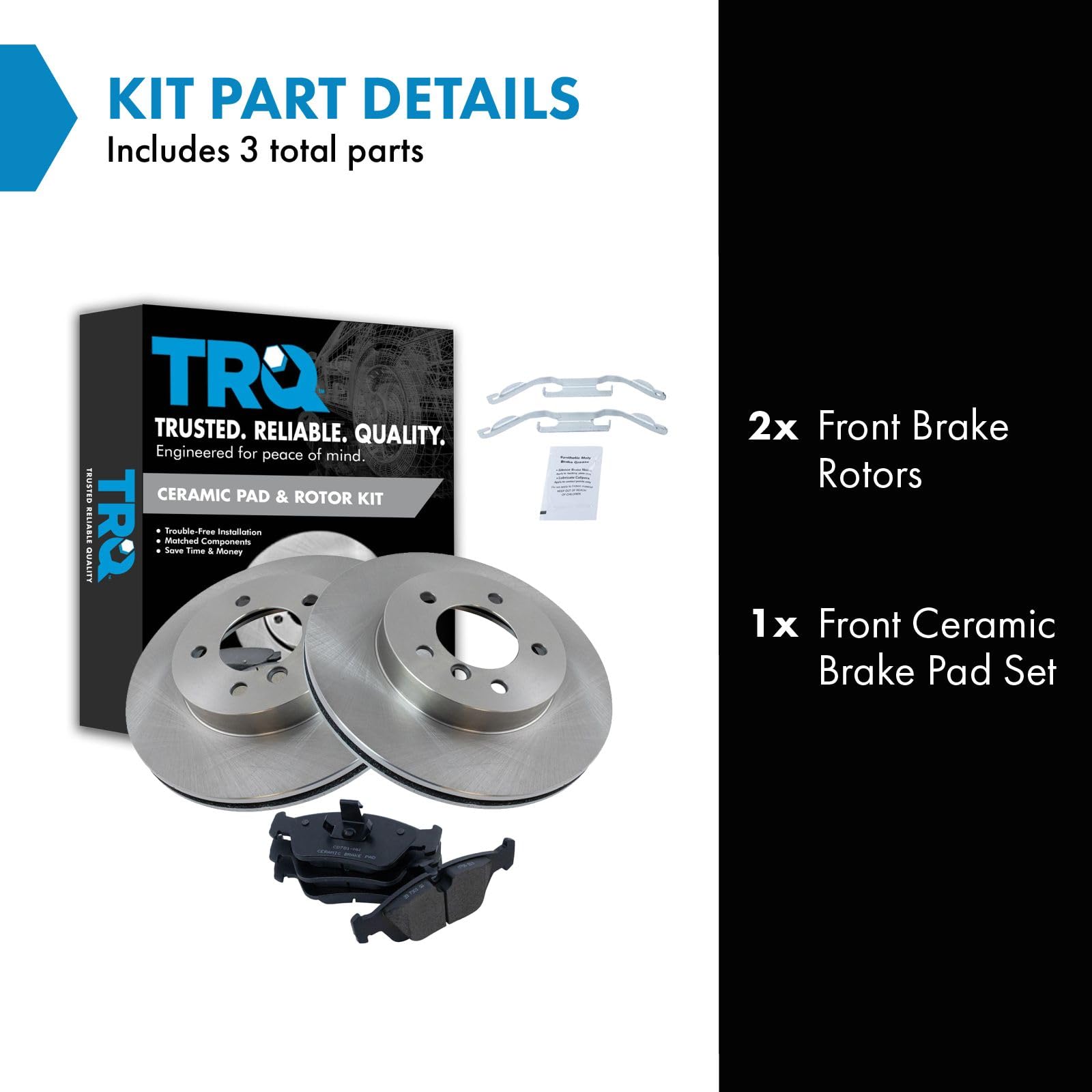 Trq Front Brake Pad & Rotor Kit Brake Pads Brake Rotor Ceramic Compatible With 2000 Bmw 323Ci 323I 2001-2006 325Ci 2001-2005 325