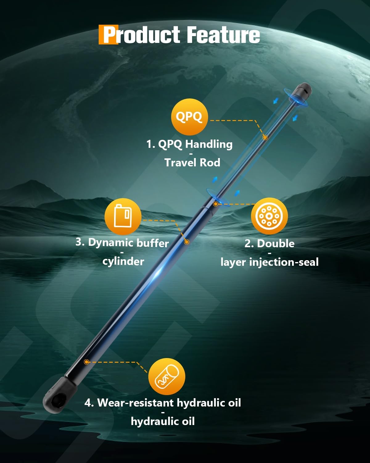 Scitoo 6382 2Pcs Lift Supports 17.34'' Fit For Jeep Liberty 2008-2013 Shock Struts Window Glass