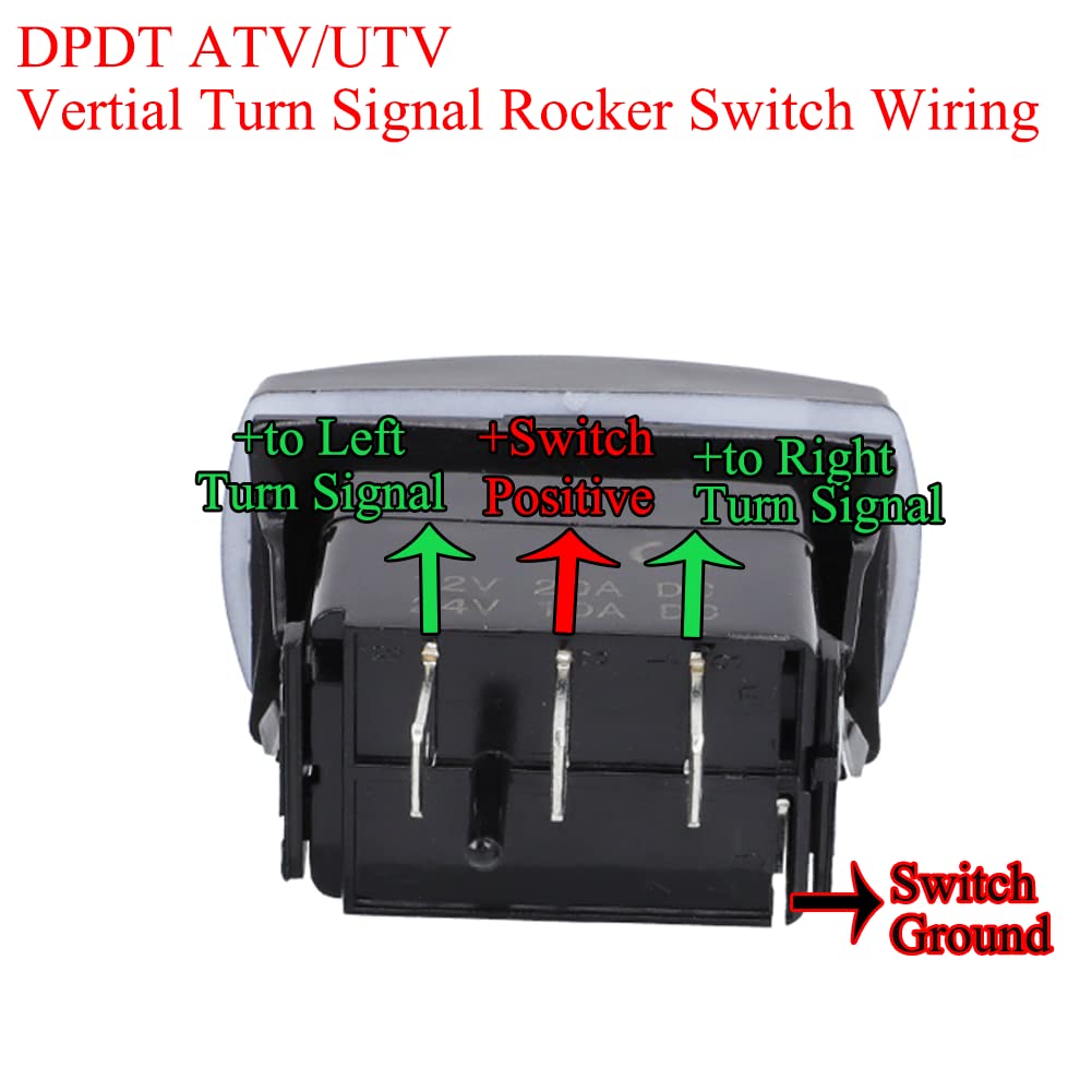 Foruly Turn Signal Rocker Switch Green Led On On/Off/On 4 Pin For Atv Utv Tractor Golf Cart Off-Road Universal Motor Internal Turn Signal Switch Light Turn Light Blinker Rocker Switch