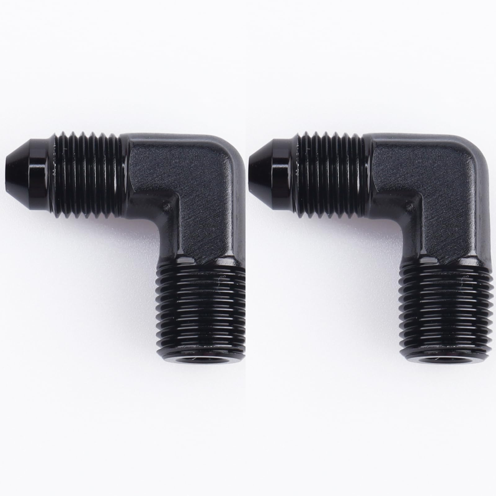 Ac Performance 90 Degree Elbow -4 An Male To 1/8'' Npt Male Fitting Adapter Connector Aluminum Black, Pack Of 2