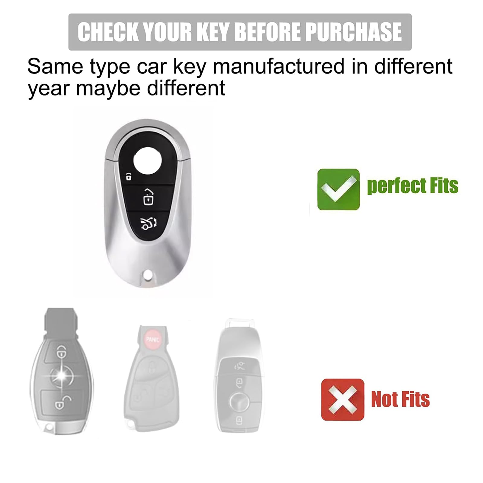 Gematay For Mercedes Benz Key Fob Cover, Key Case Shell Compatible With 2020-2022 Mercedes Benz S-Class G-Class E-Class Smart Ke