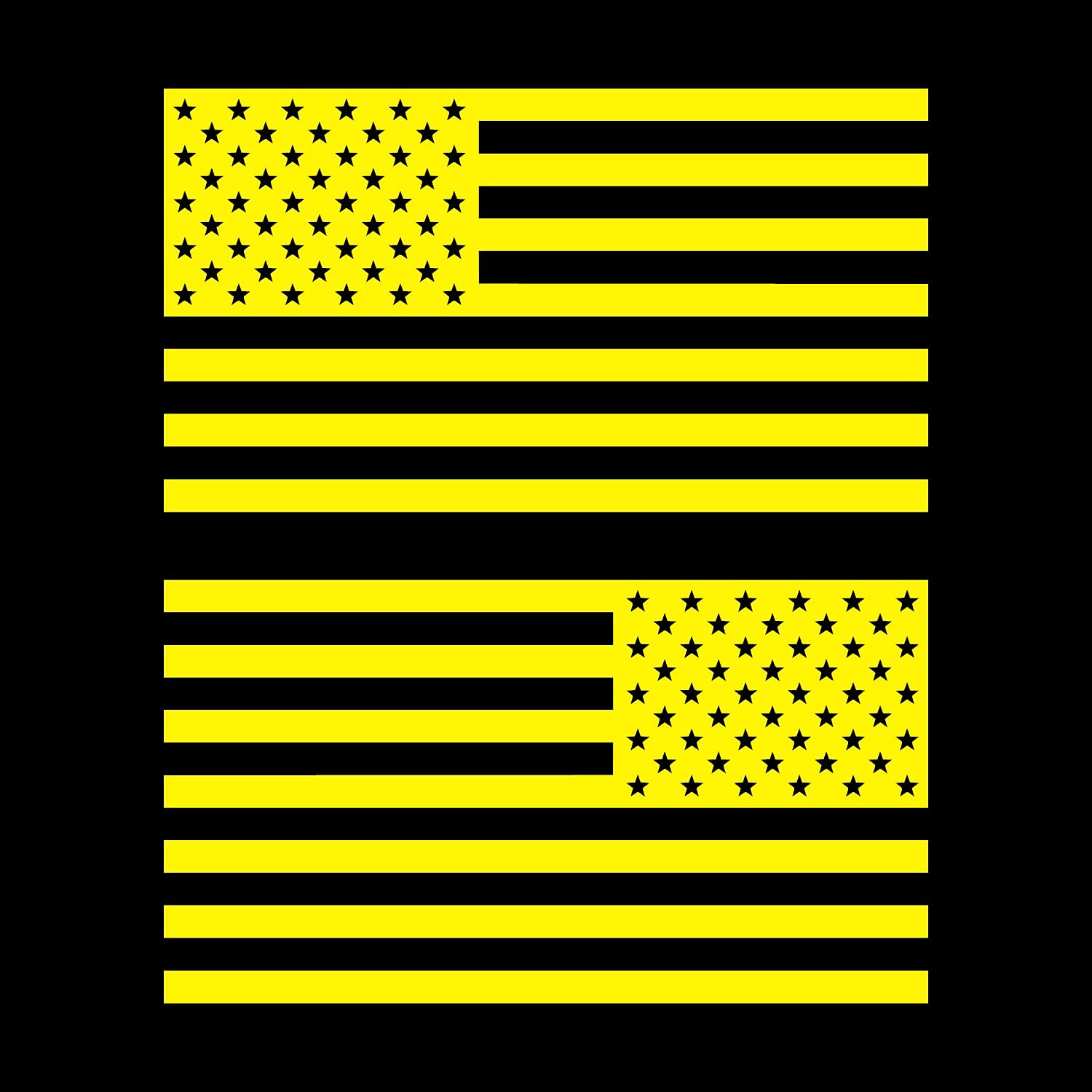 American Us Flag [Pick Color/Size] Vinyl Decal Sticker For Laptop/Car/Truck/Window/Bumper (5In Subdued Pair, Matte Yellow)