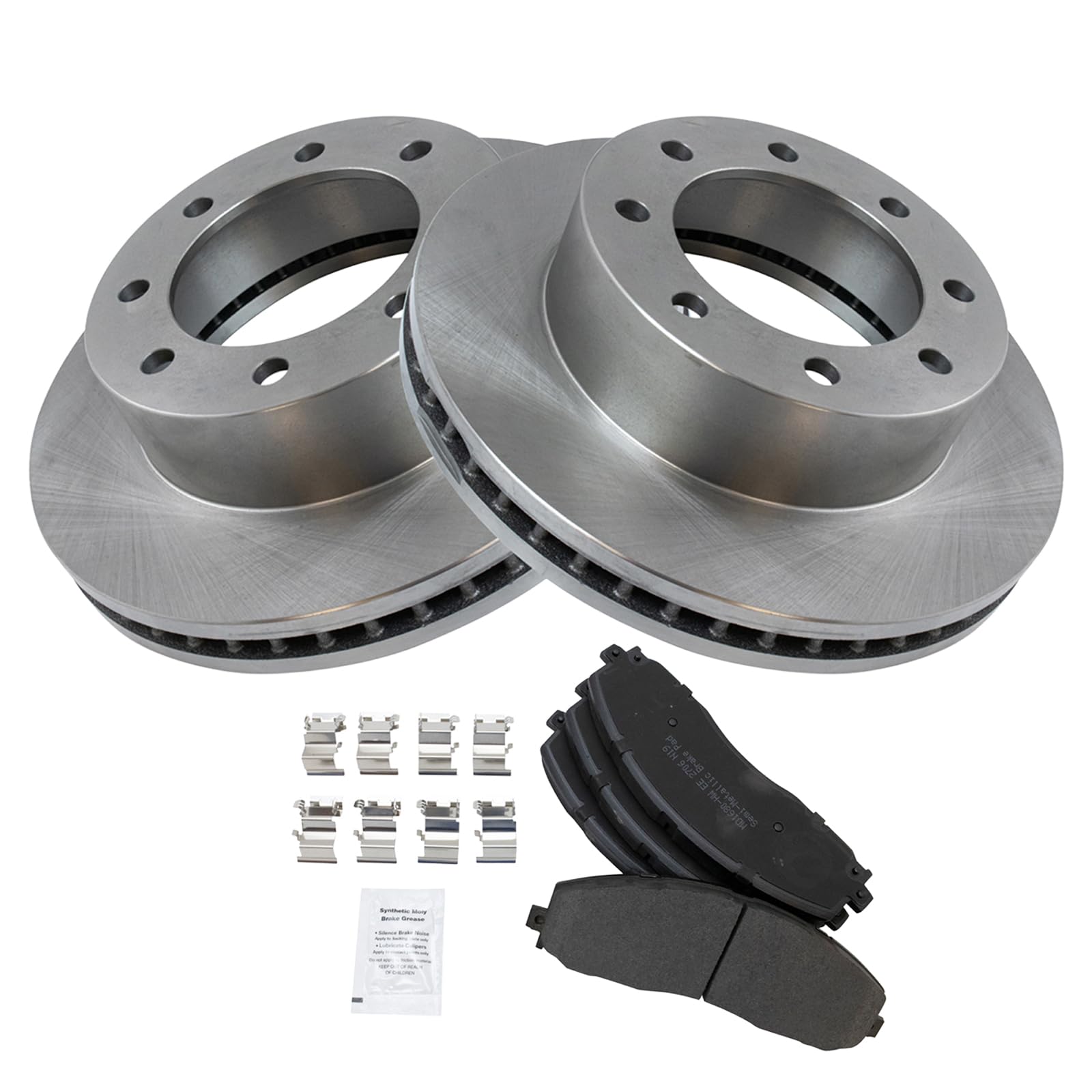 Trq Front Brake Pad & Rotor Kit Brake Pads Brake Rotor Semi-Metallic Compatible With 2013 Ford F-250 Super Duty