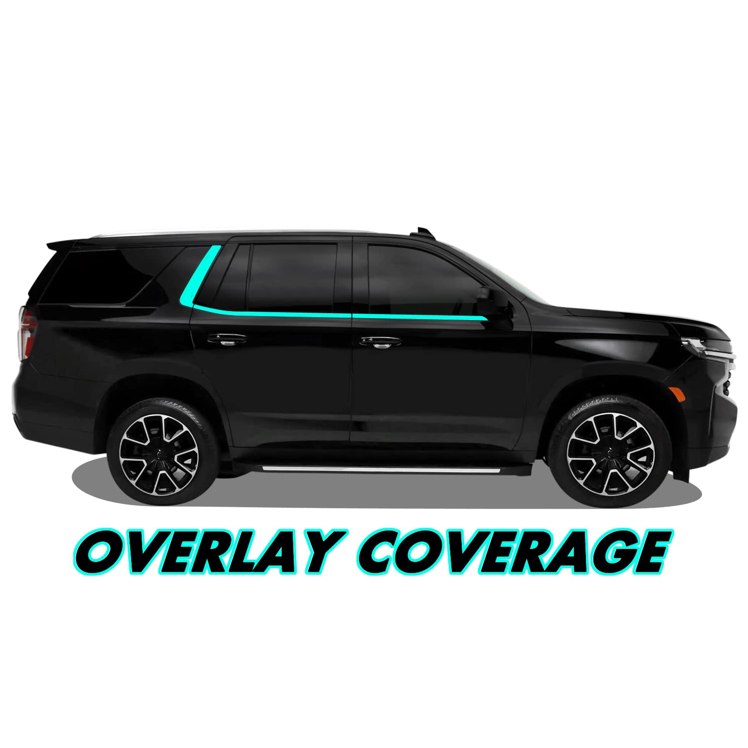 Slickmod Chrome Delete Blackout Vinyl Overlay For 2021-2023 Chevy Tahoe Window Trim (Gloss Black)